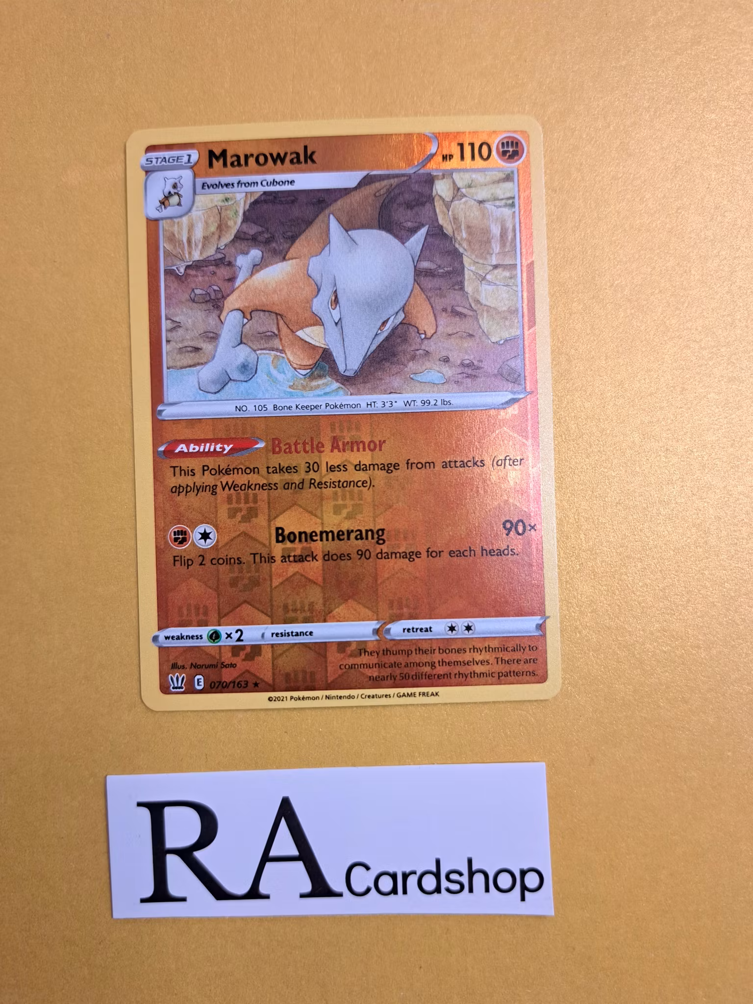 Marowak Reverse Holo Rare 070/163 Battle Styles Pokemon