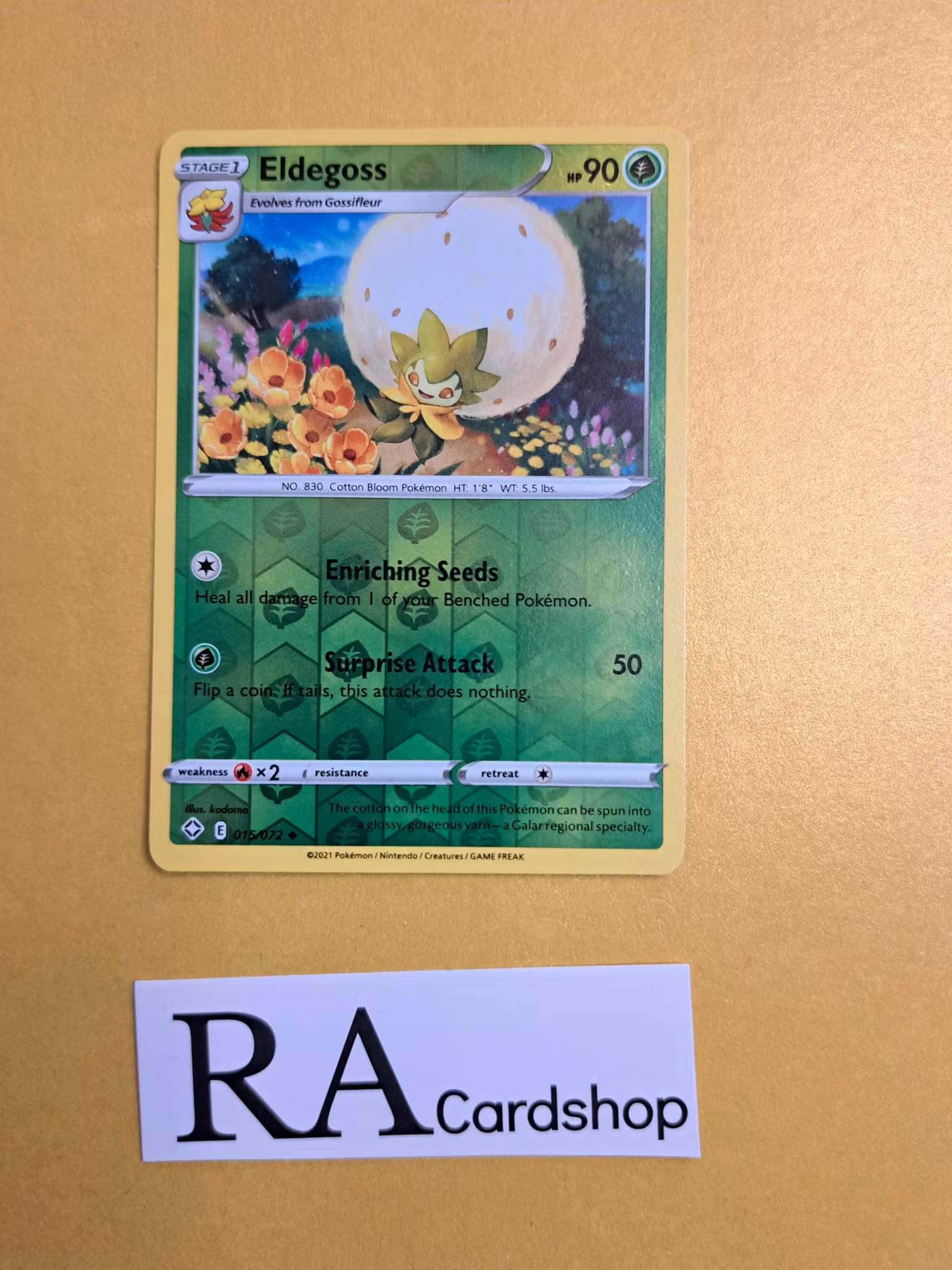 Eldegoss Reverse Holo Uncommon 015/072 Shining Fates Pokemon