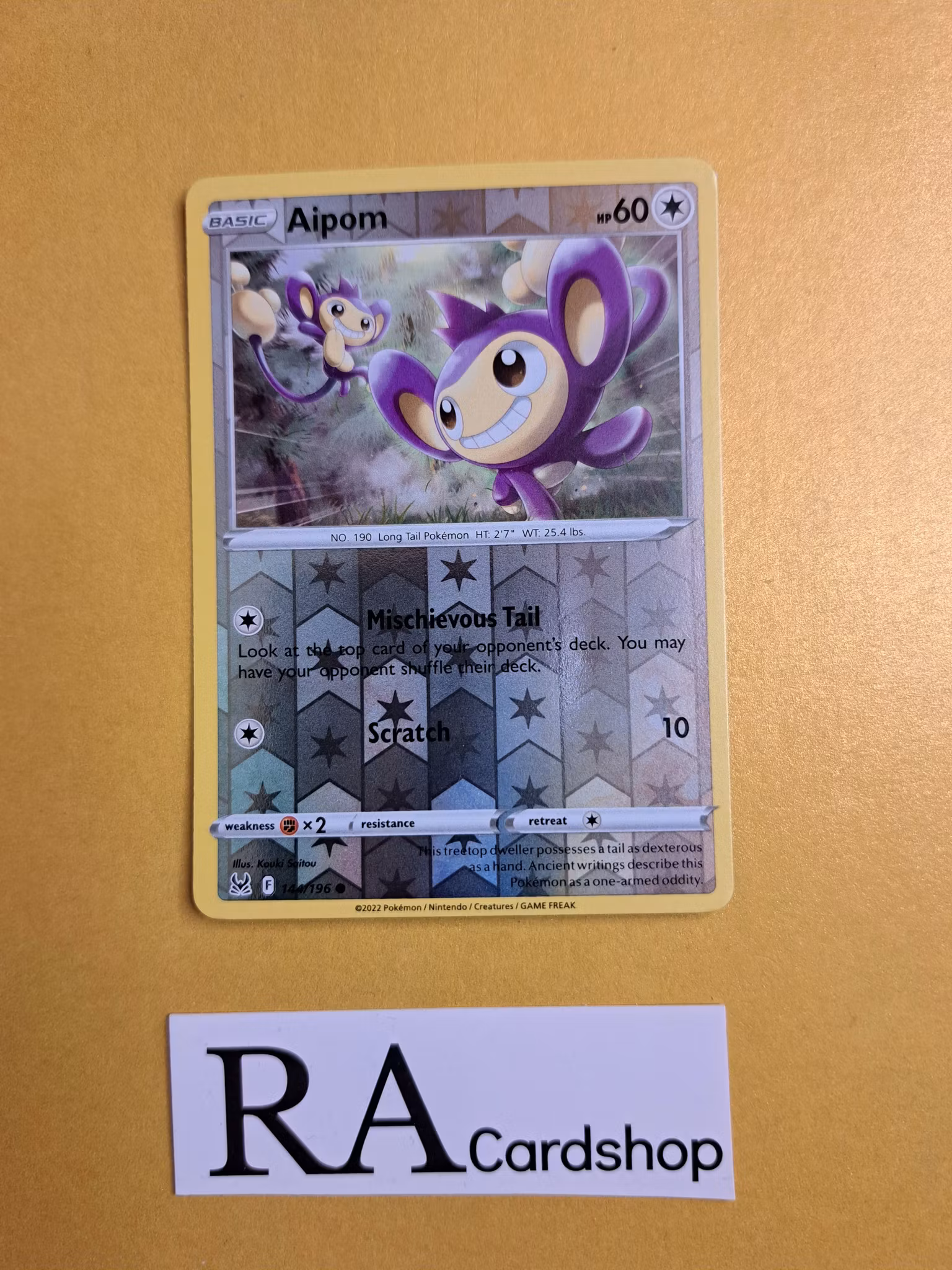 Aipom Reverse Holo Common 144/196 Lost Origin Pokemon