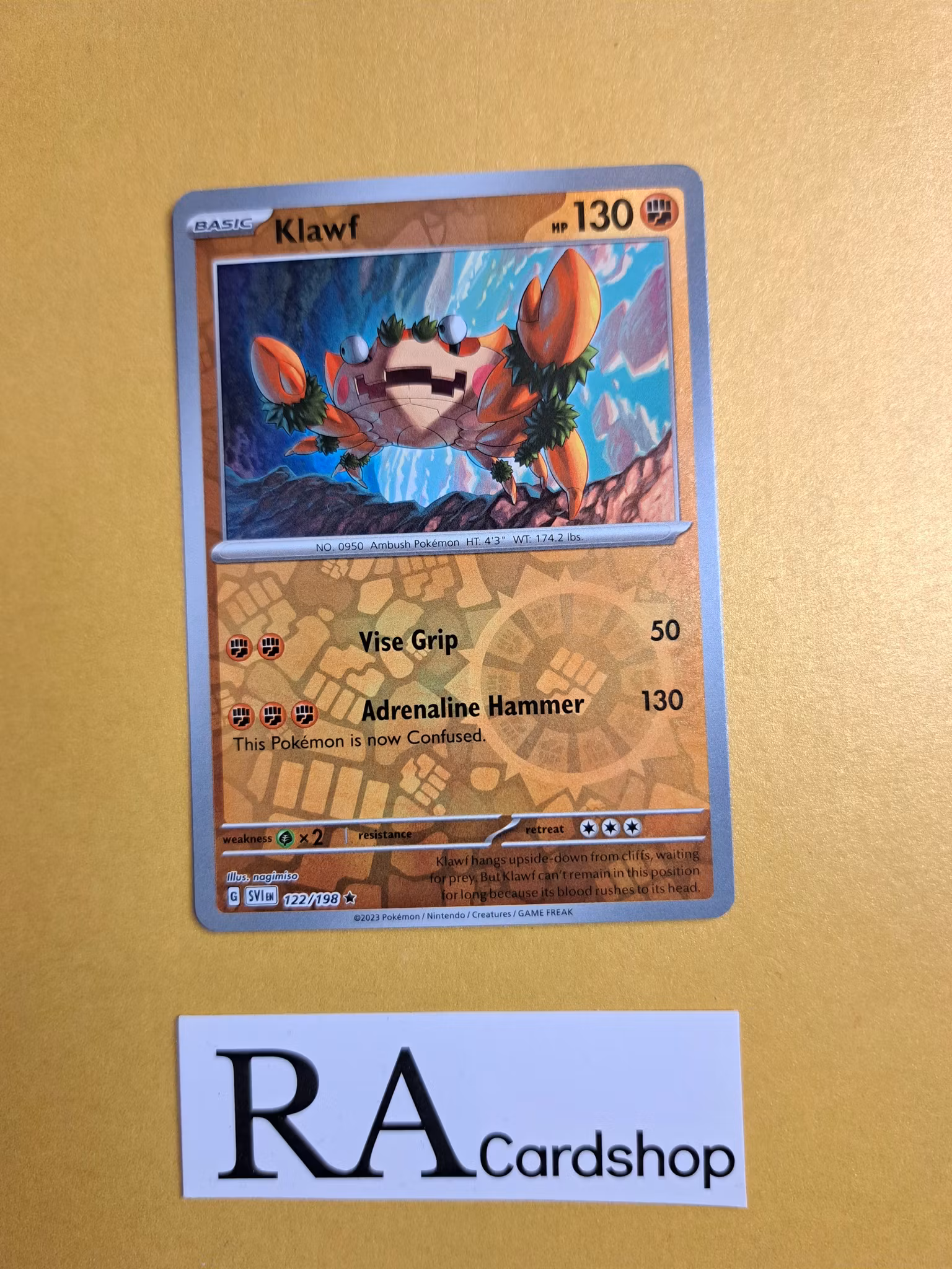 Clawf Reverse Holo Rare 122/198 Scarlet & Violet Pokemon