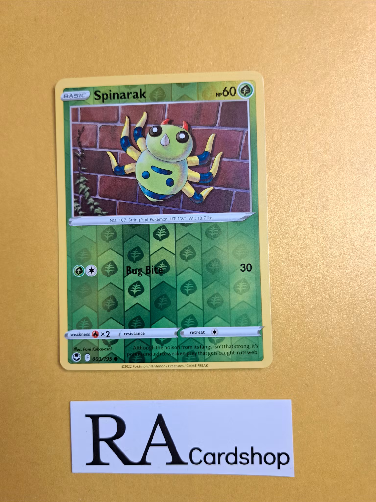 Spinarak Reverse Holo Common 003/195 Silver Tempest Pokemon