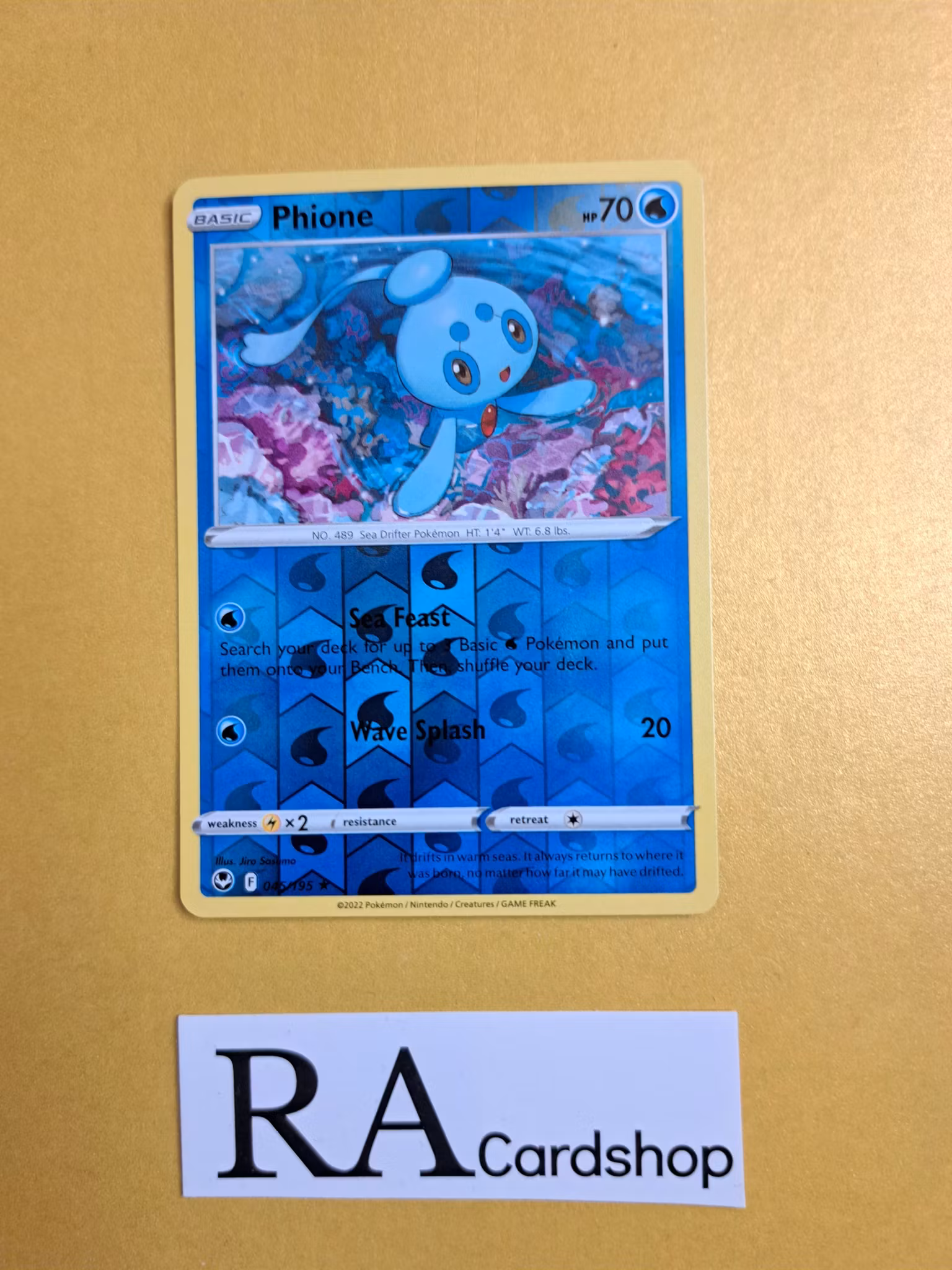 Phione Reverse Holo Rare 045/195 Silver Tempest Pokemon