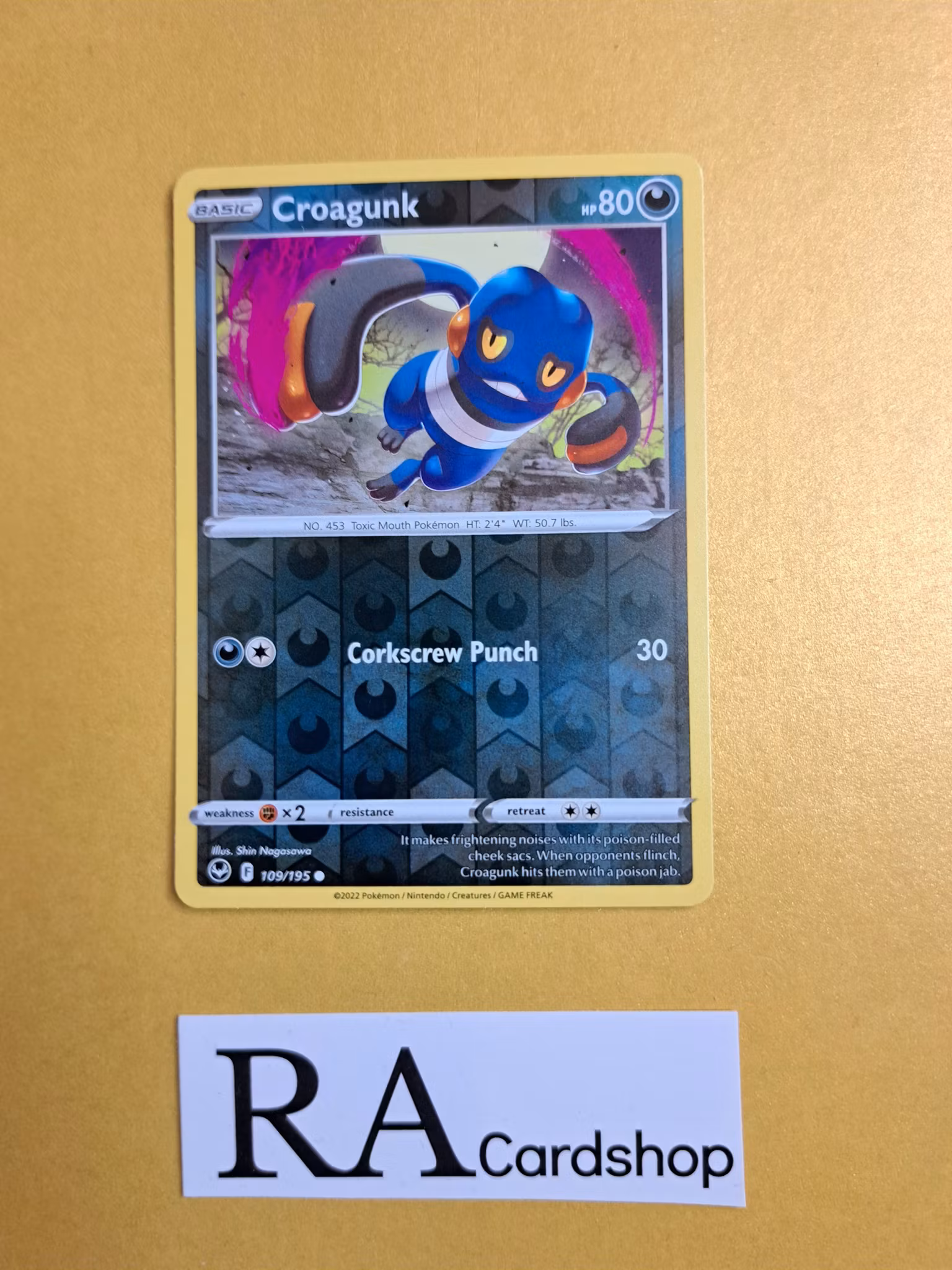 Crogunk Reverse Holo Common 109/195 Silver Tempest Pokemon