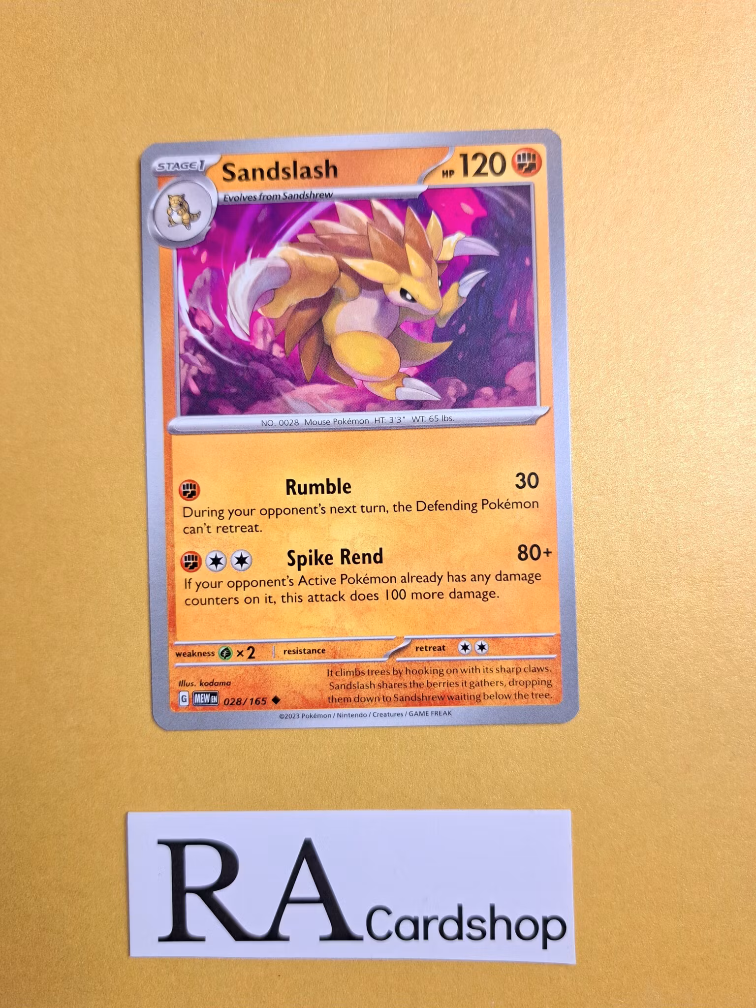 Sandslash Uncommon 028/165 Pokemon 151