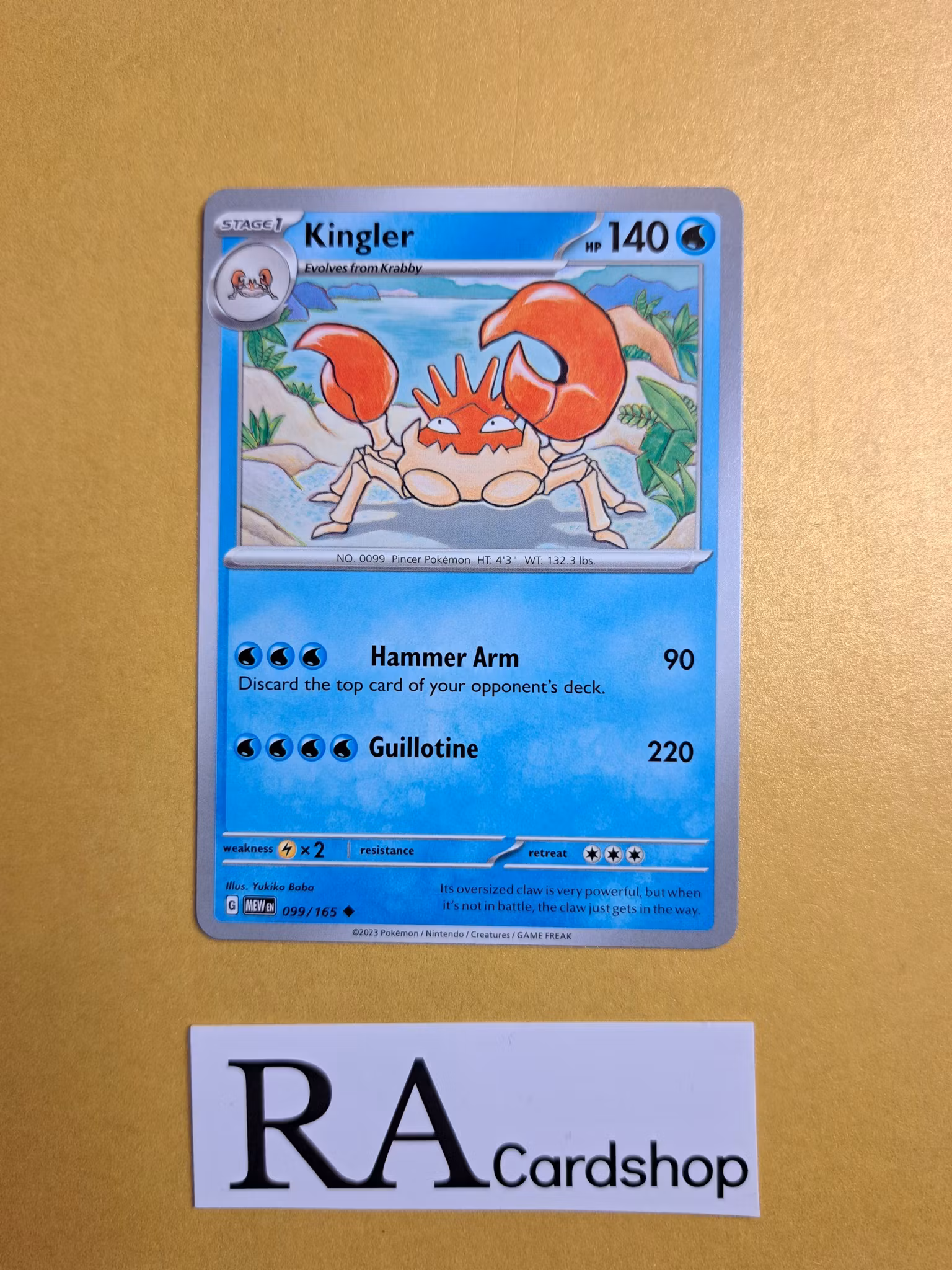 Kingler Uncommon 099/165 Pokemon 151