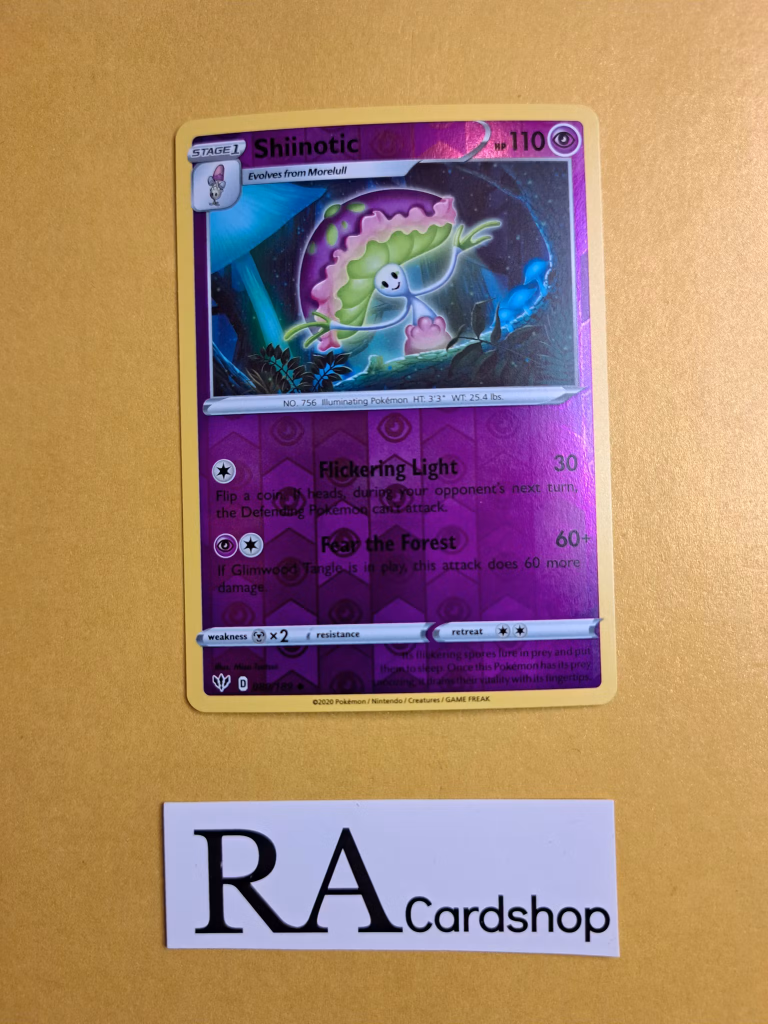 Shiinotic Reverse Holo Uncommon 080/189 Darkness Ablaze Pokemon