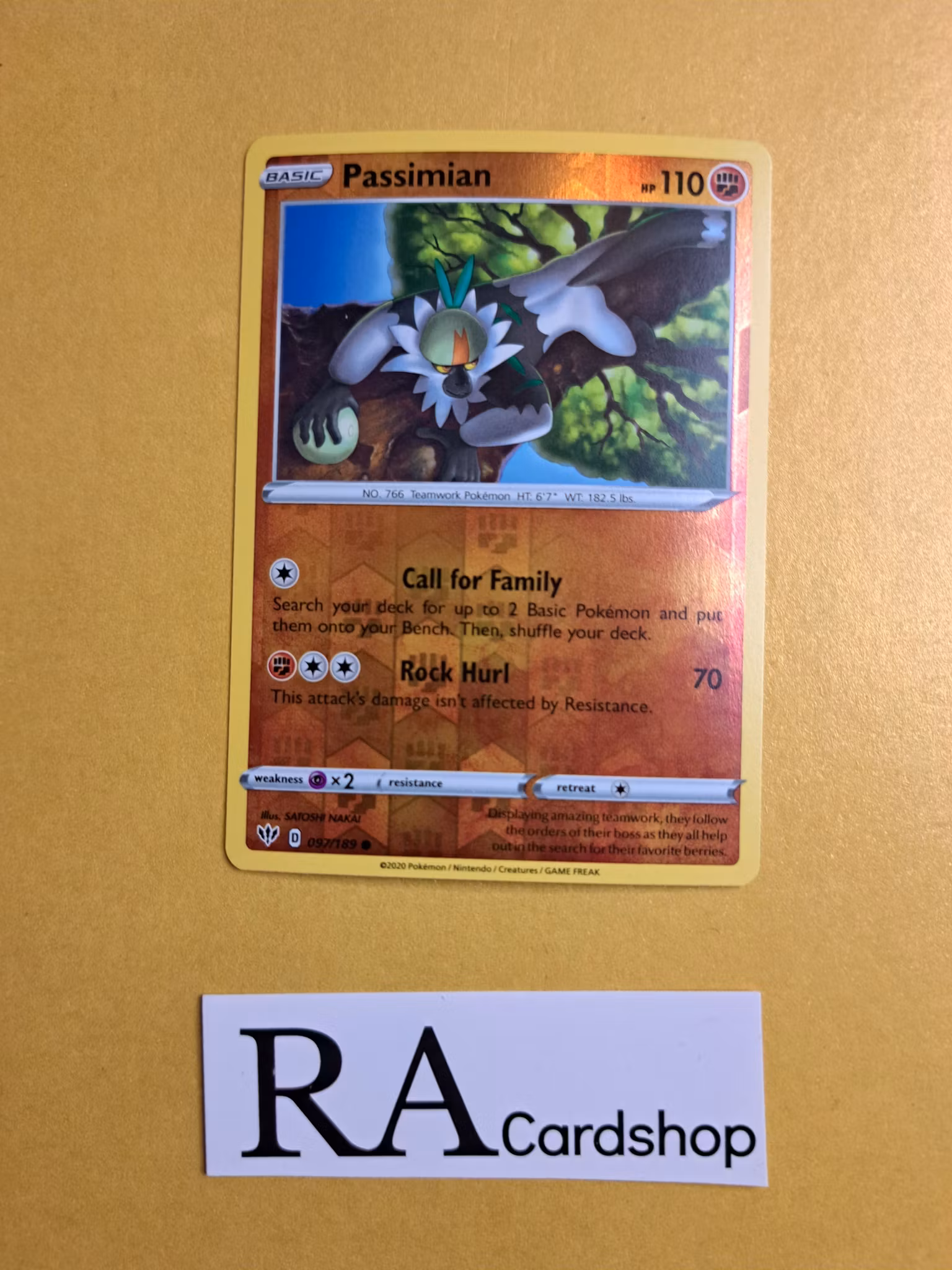 Passimian Reverse Holo Common 097/189 Darkness Ablaze Pokemon