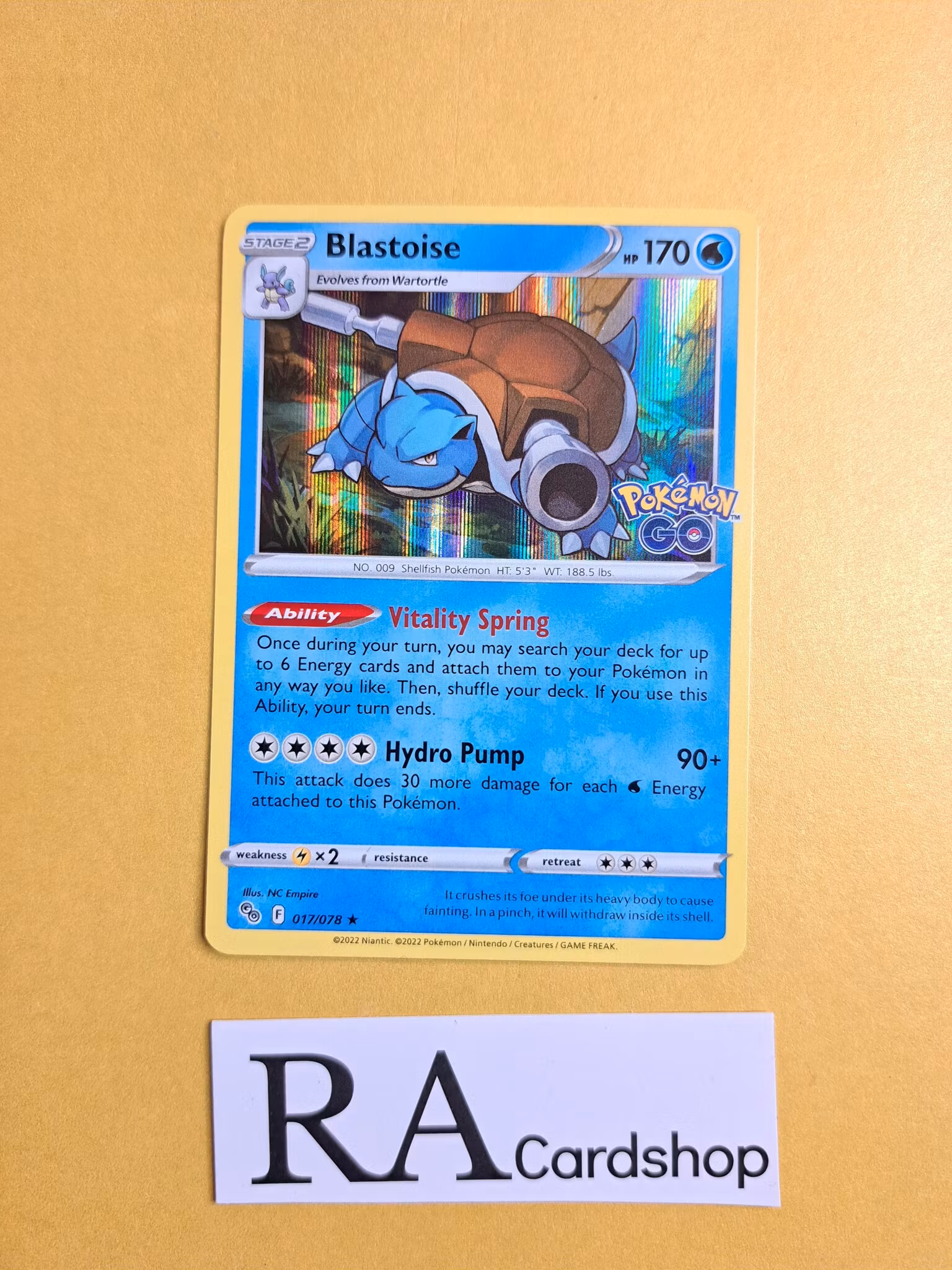 Blastoise Holo Rare 017/078 Pokemon GO Pokemon