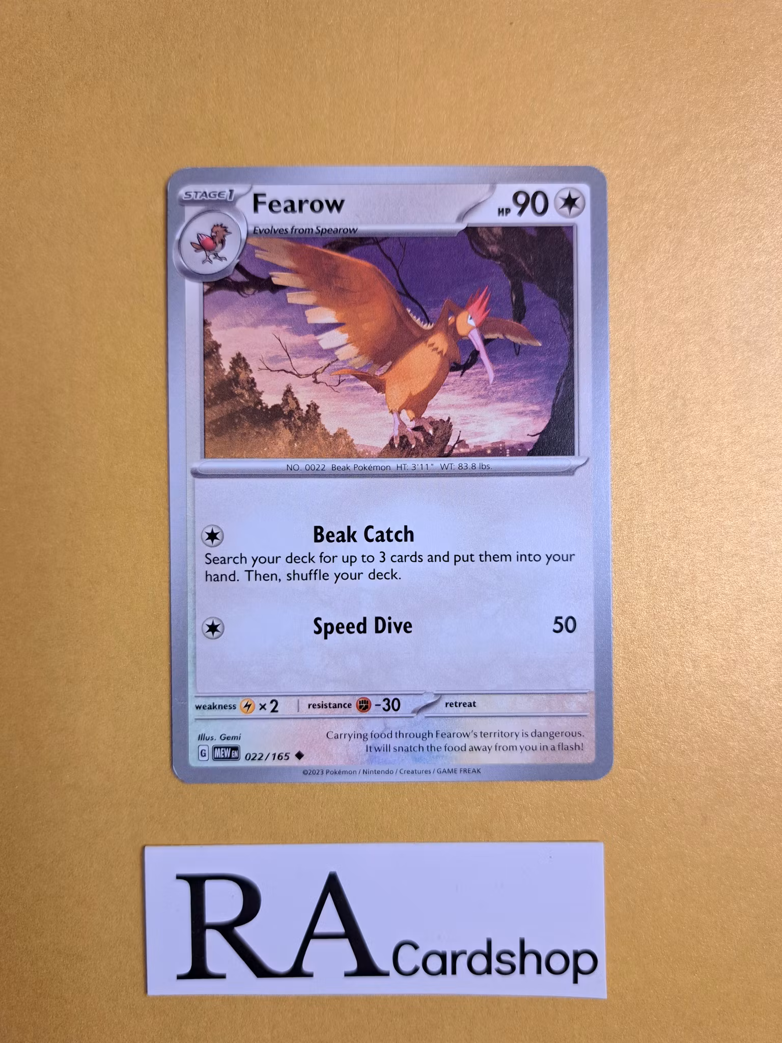 Fearow Uncommon 022/165 Pokemon 151