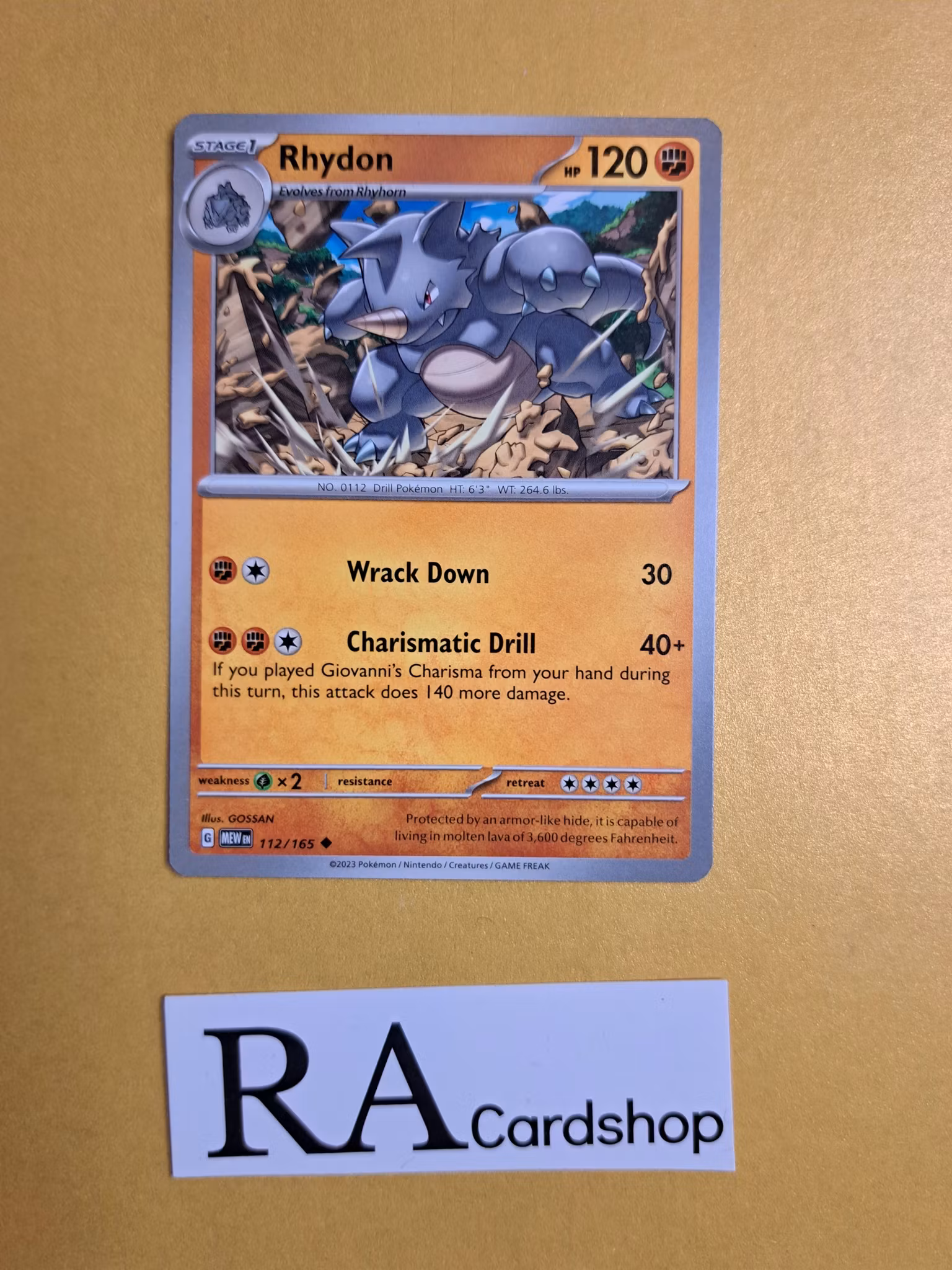 Rhydon Uncommon 112/165 Pokemon 151