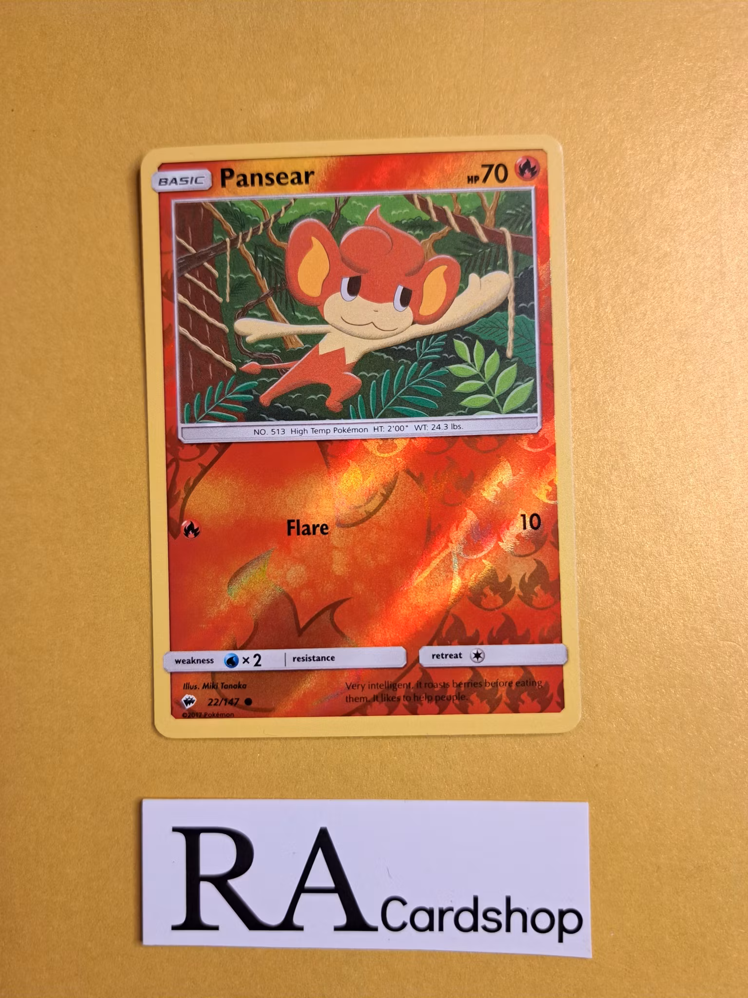 Pansear Reverse Holo Common 22/147 Burning Shadows Pokemon