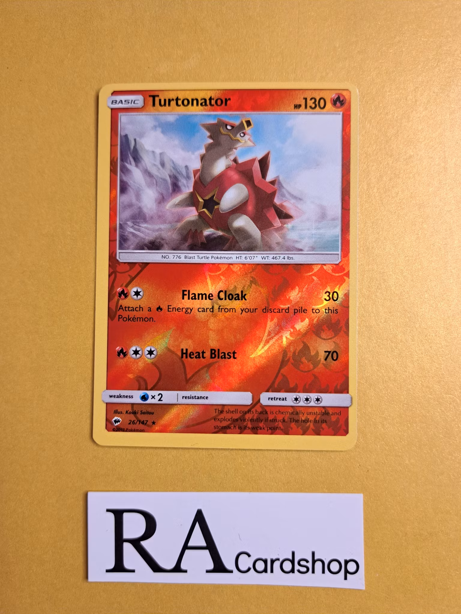 Turtonator Reverse Holo Rare 26/147 Burning Shadows Pokemon
