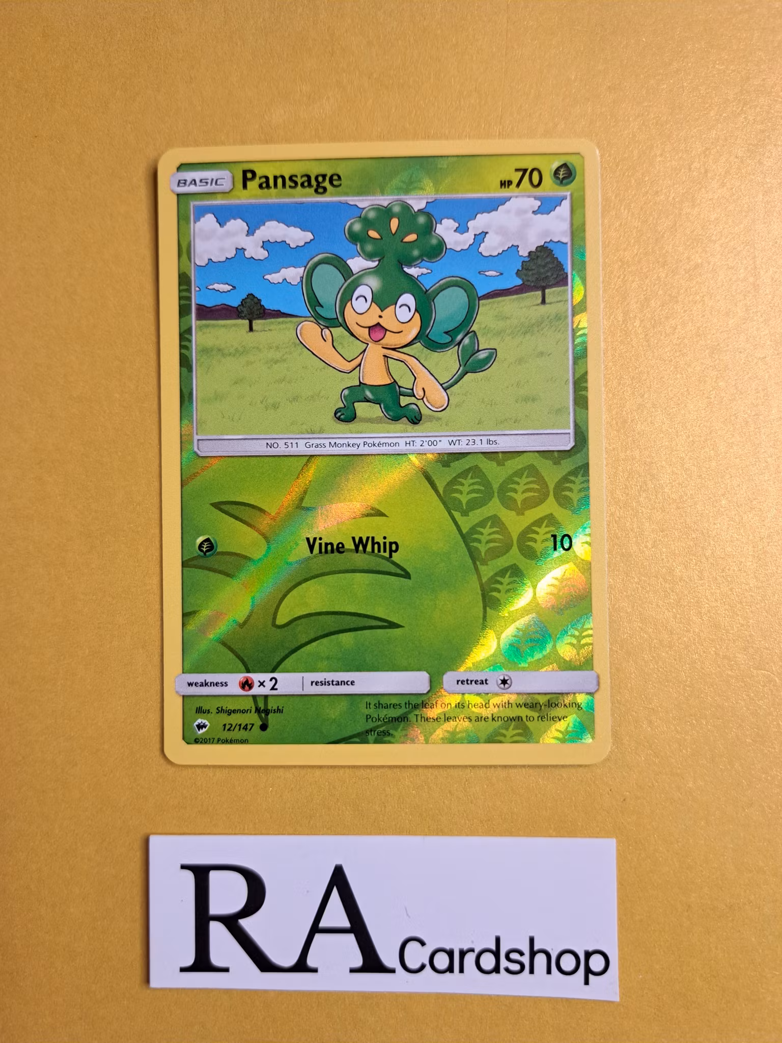 Pansage Reverse Holo Common 12/147 Burning Shadows Pokemon