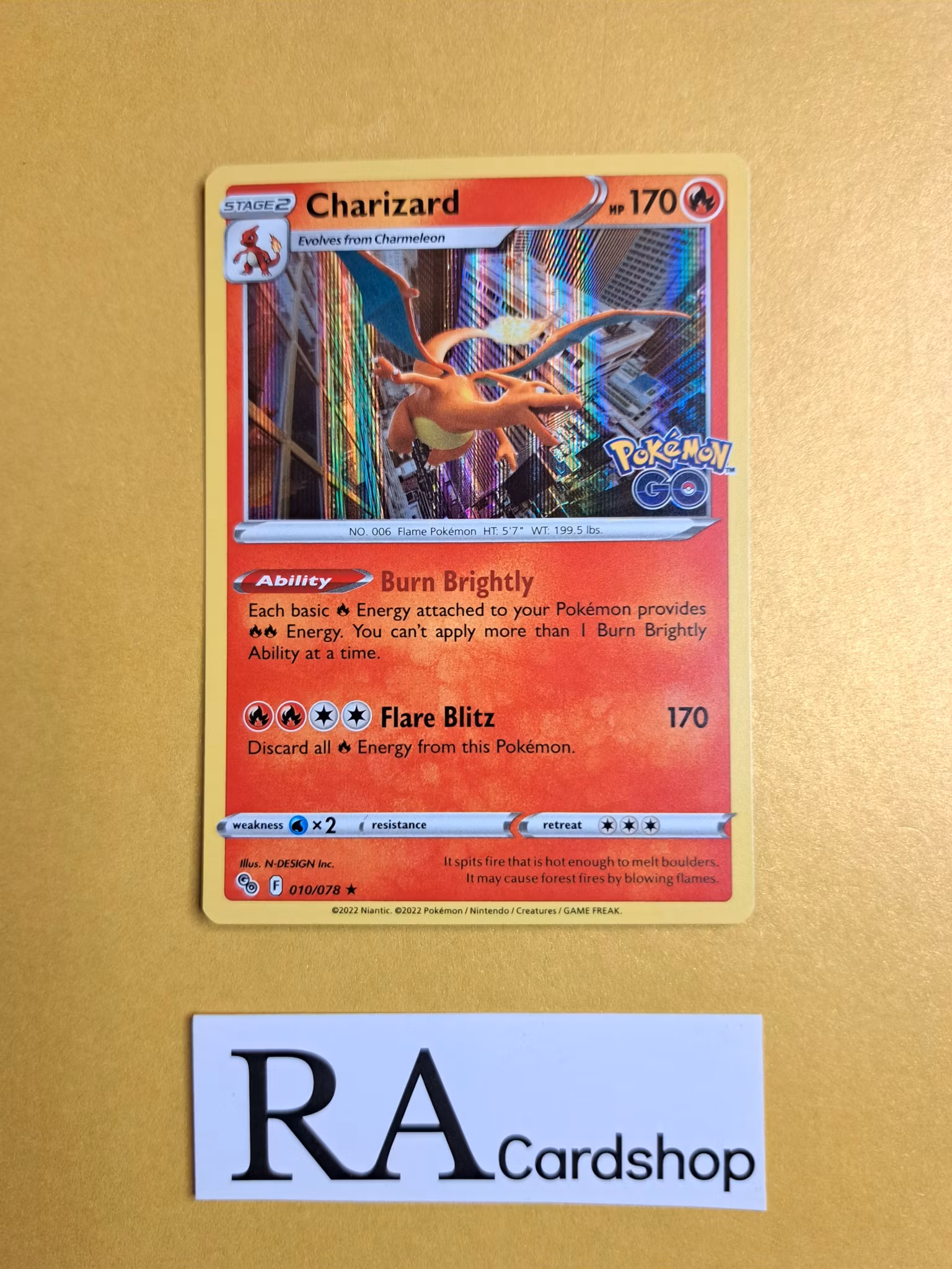 Charizard Holo Rare 010/078 Pokemon GO Pokemon