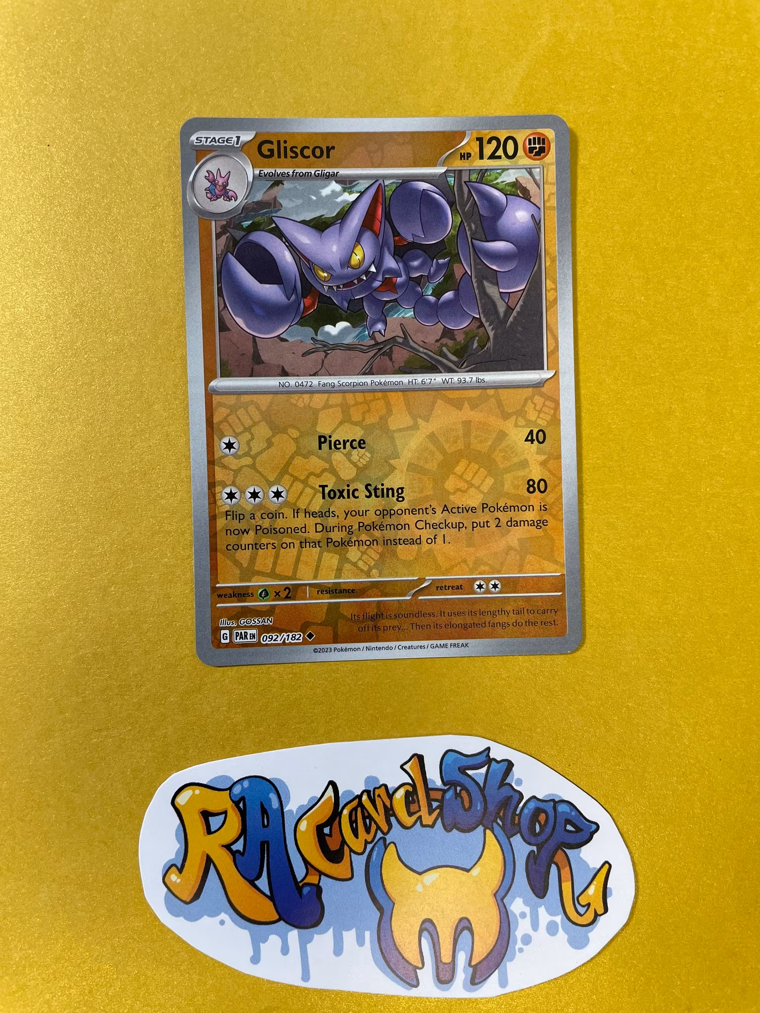 Gliscor Reverse Holo Uncommon 092/182 Paradox Rift Pokemon