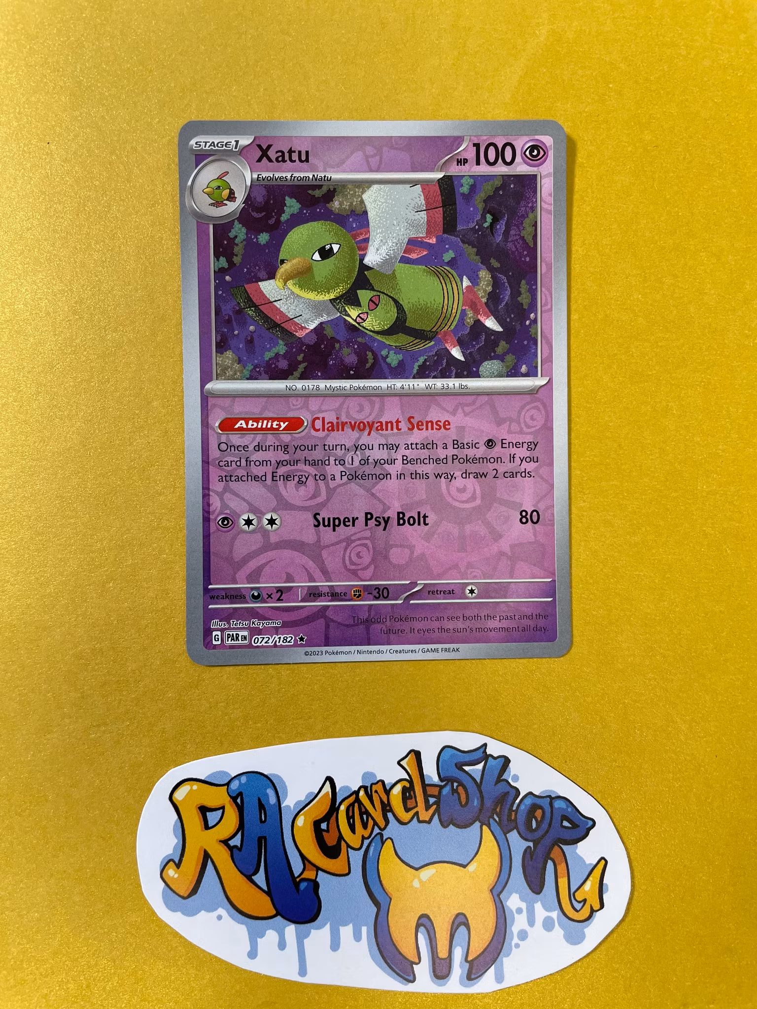 Xatu Reverse Holo Rare 072/182 Paradox Rift Pokemon
