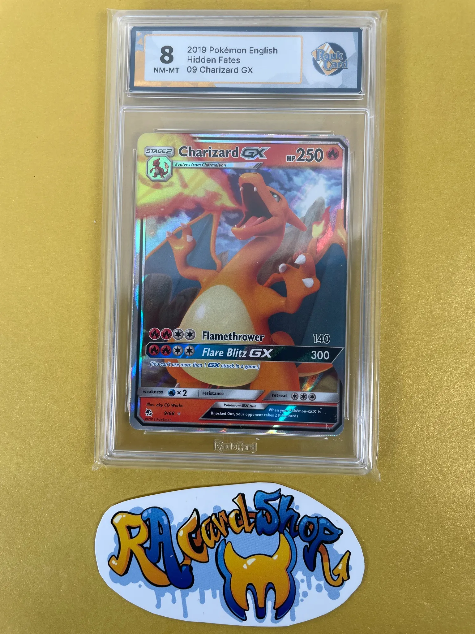 Charizard GX 9/68 Hidden Fates Pokemon Graded Card 8 Rauk Card - RA ...