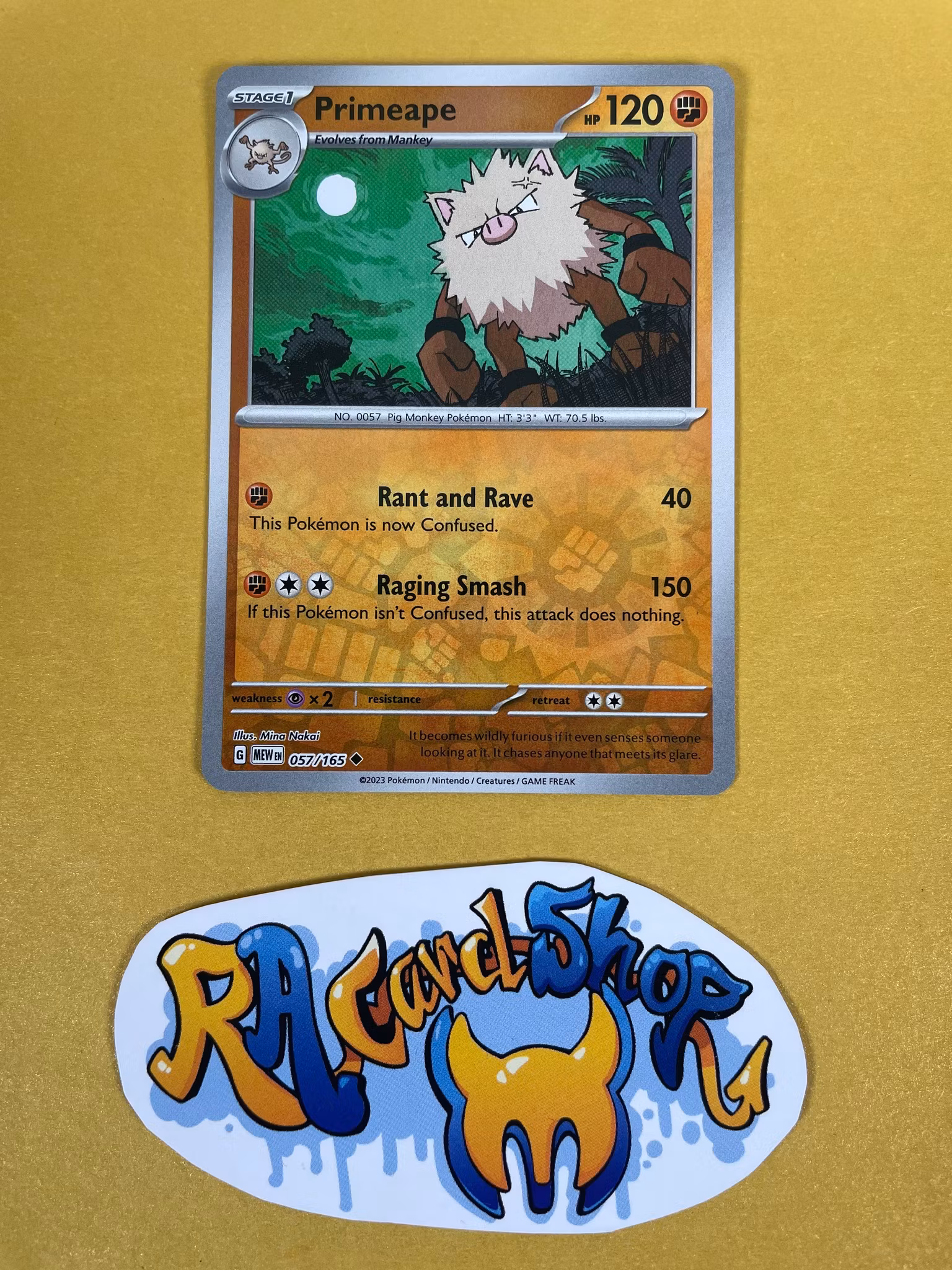 Primeape Reverse Holo Uncommon 057/165 Pokemon 151