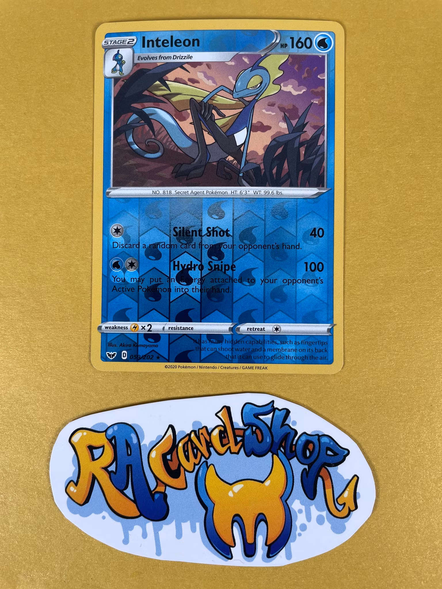 Inteleon Reverse Holo Rare 059/202 Sword & Shield Pokemon