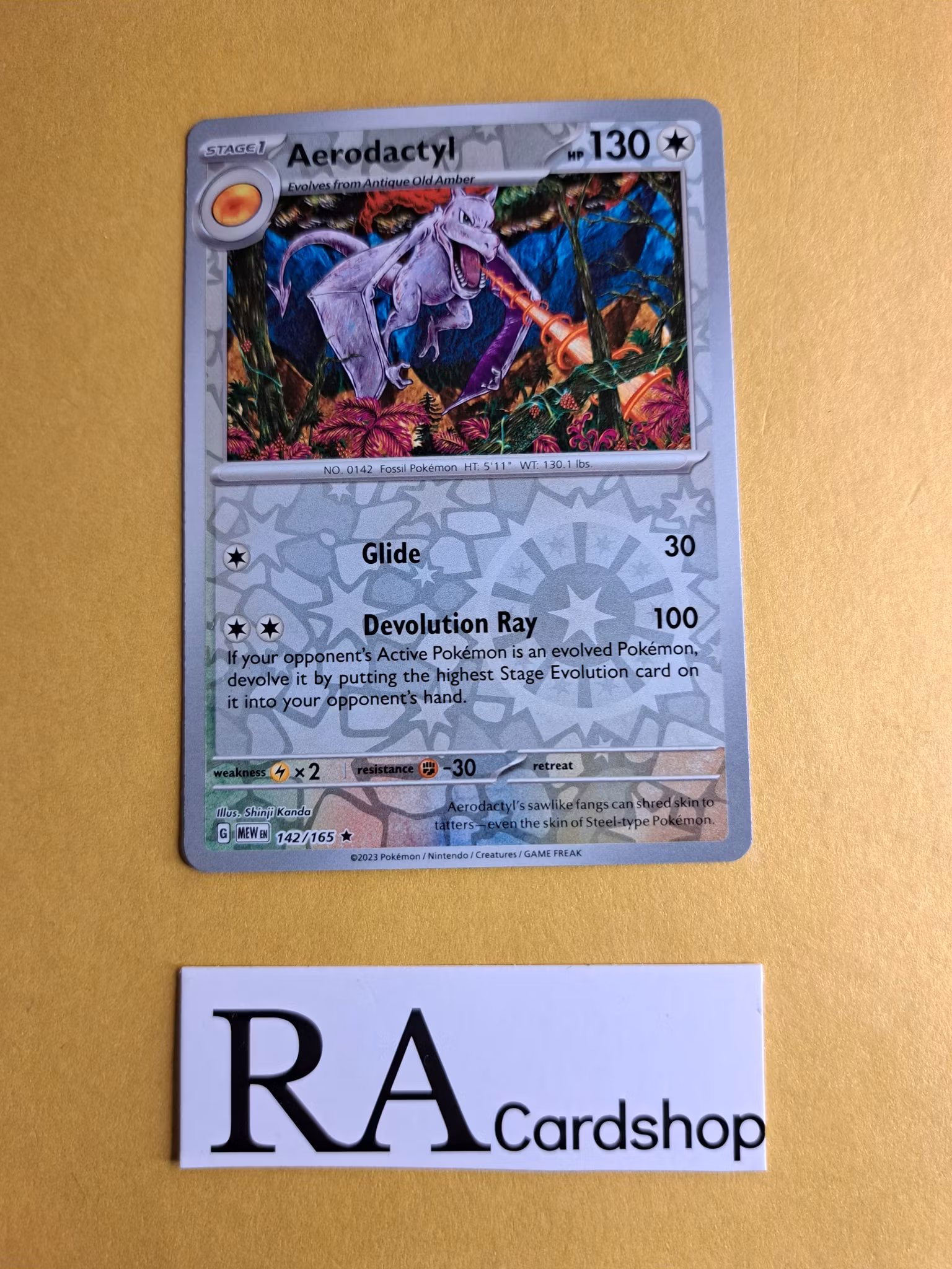 Aerodactyl Reverse Holo Rare 142/165 Pokemon 151
