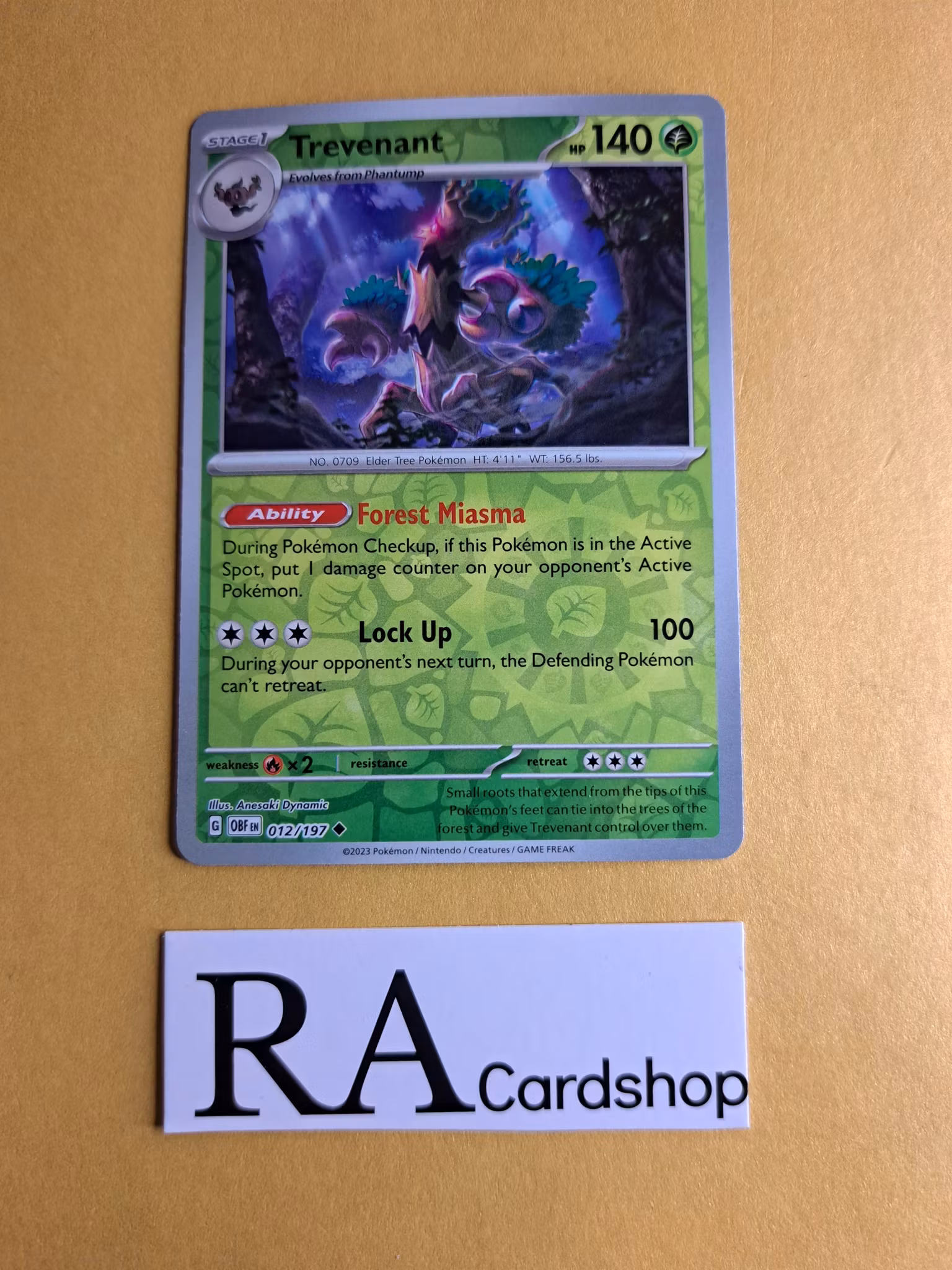 Trevenant Reverse Holo Uncommon 012/197 Obsidian Flames Pokemon