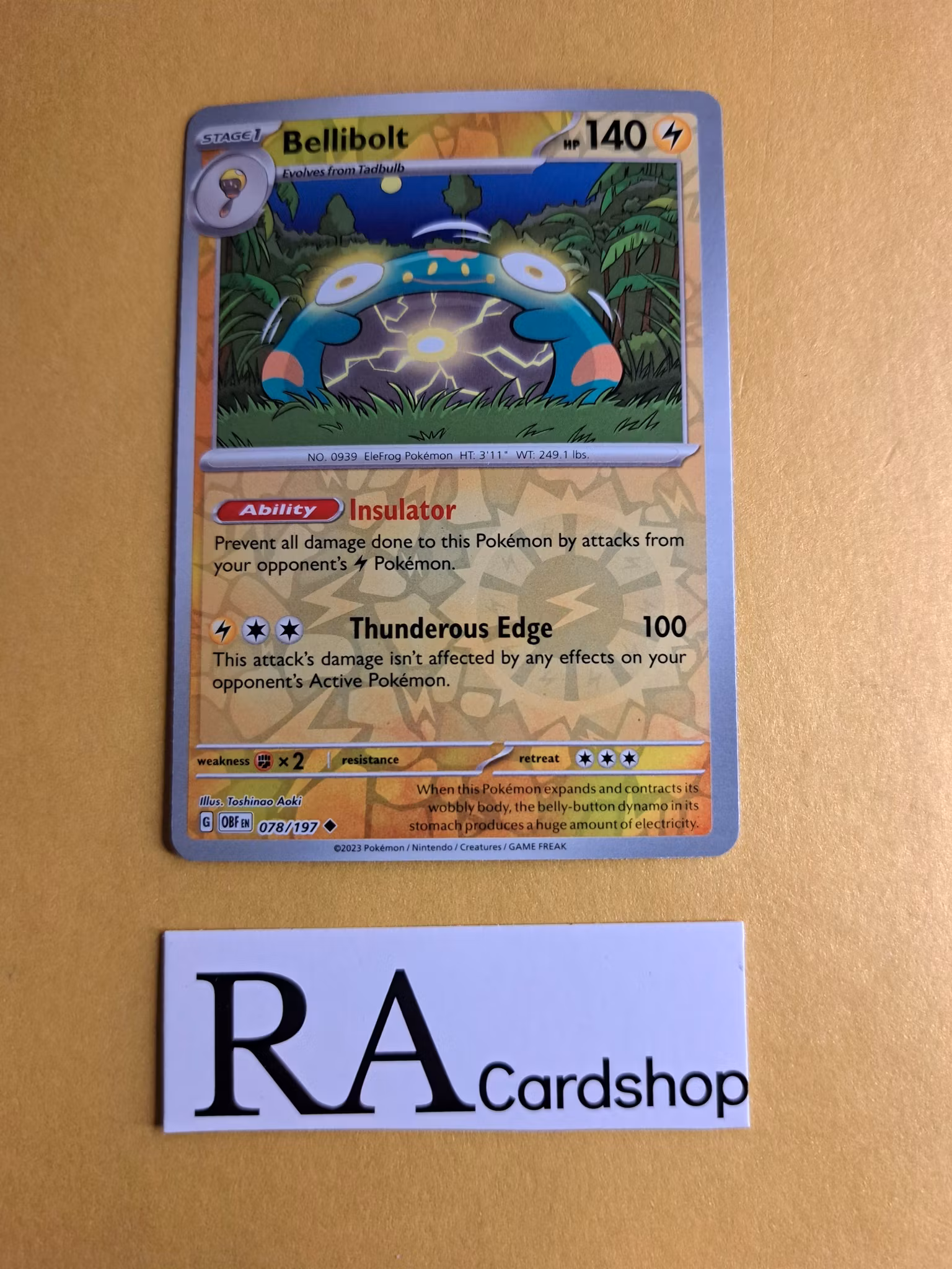 Bellibolt Reverse Holo Uncommon 078/197 Obsidian Flames Pokemon