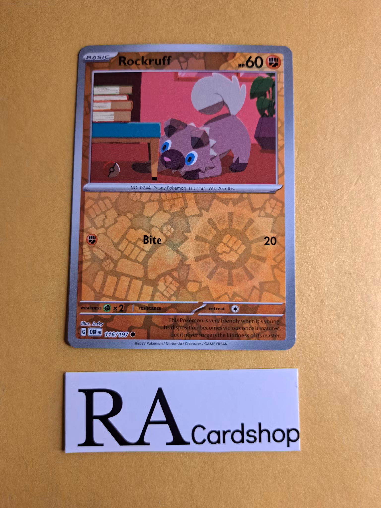 Rockruff Reverse Holo Common 116/197 Obsidian Flames Pokemon