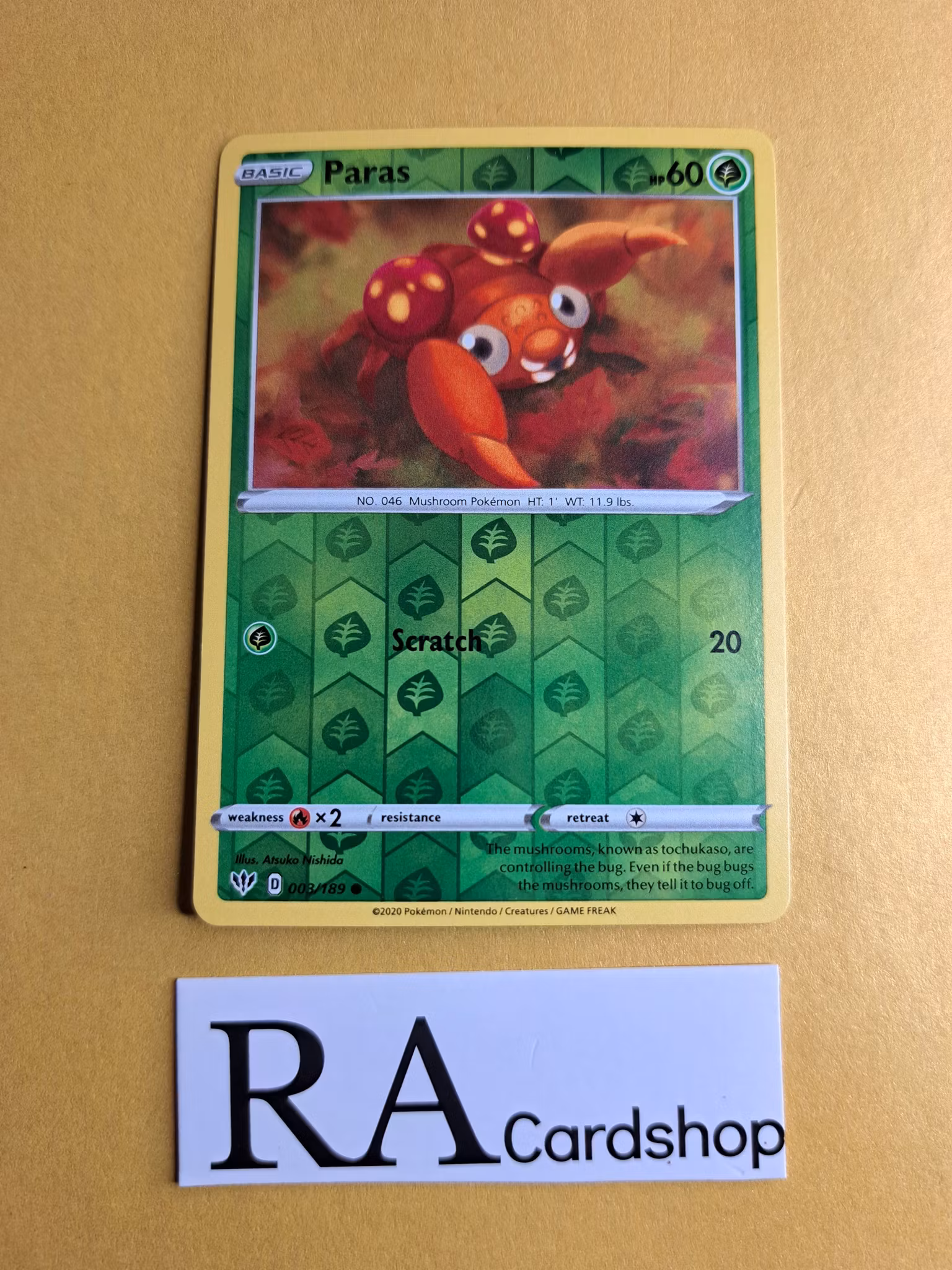 Paras Reverse Holo Common 003/189 Darkness Ablaze Pokemon