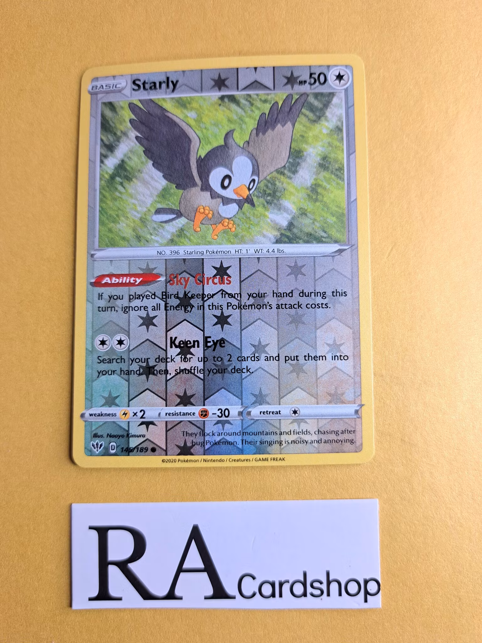Starly Reverse Holo Common 145/189 Darkness Ablaze Pokemon