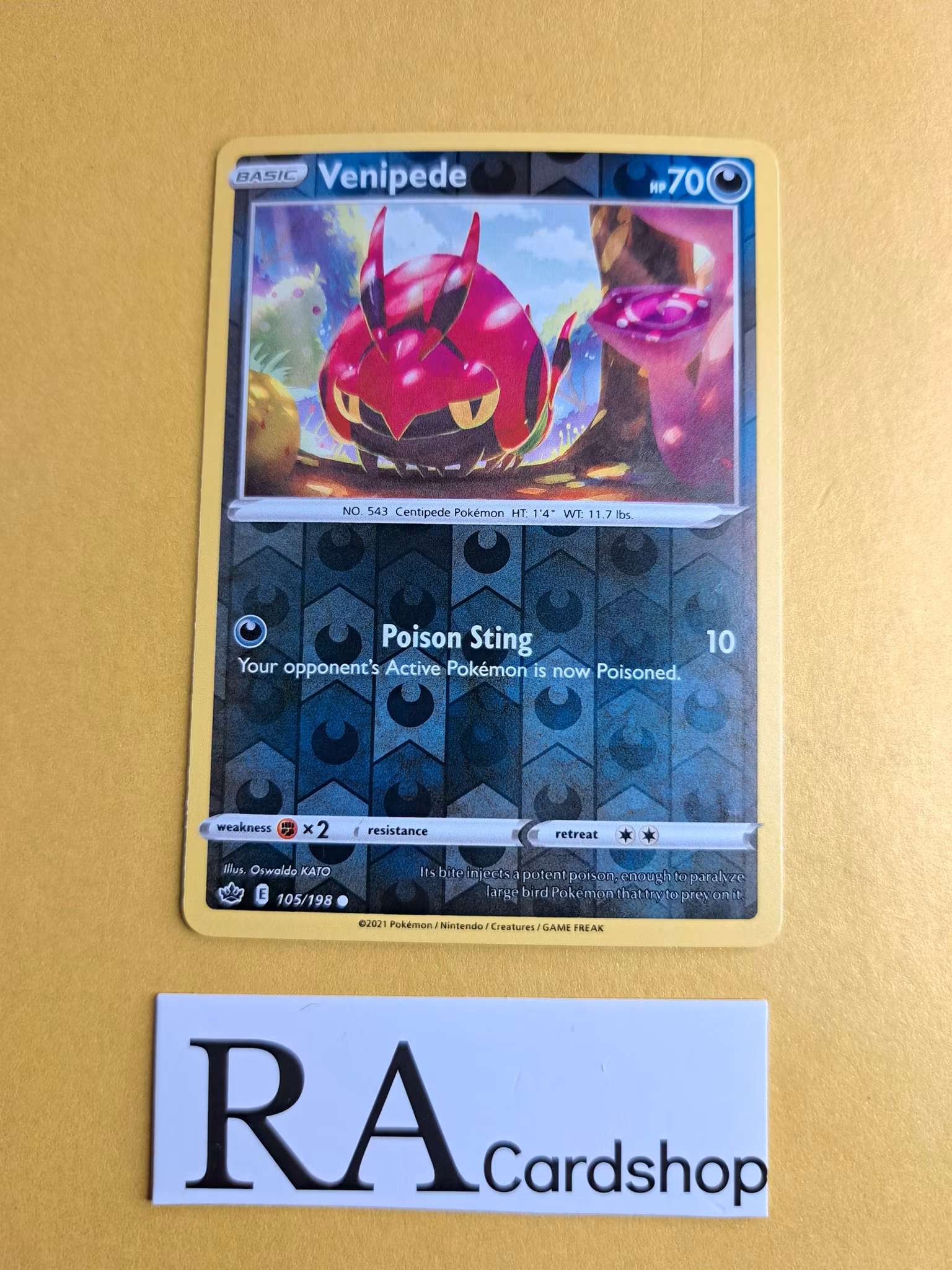 Venipede Reverse Holo Common 105/198 Chilling Reign Pokemon