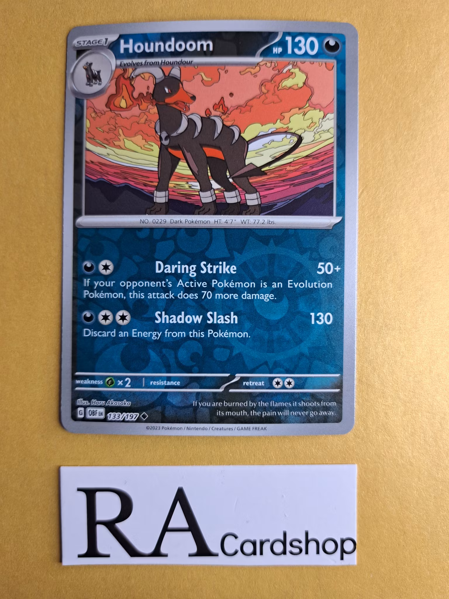 Houndoom Reverse Holo Uncommon 133/197 Obsidian Flames Pokemon