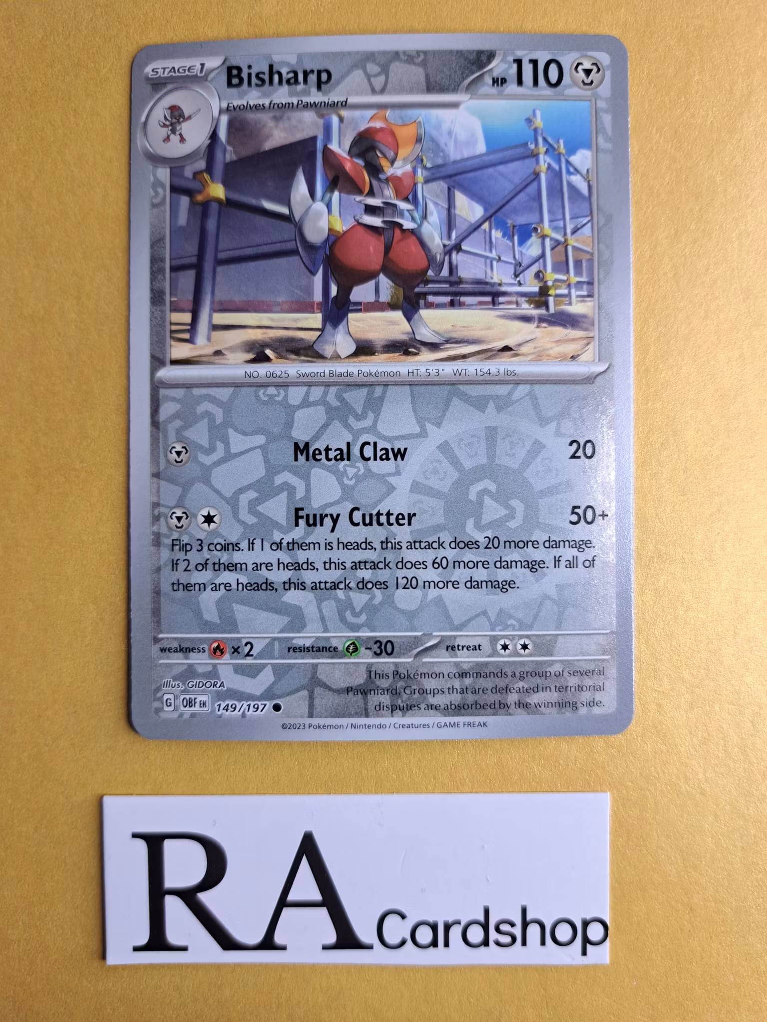 Bisharp Reverse Holo Common 149/197 Obsidian Flames Pokemon