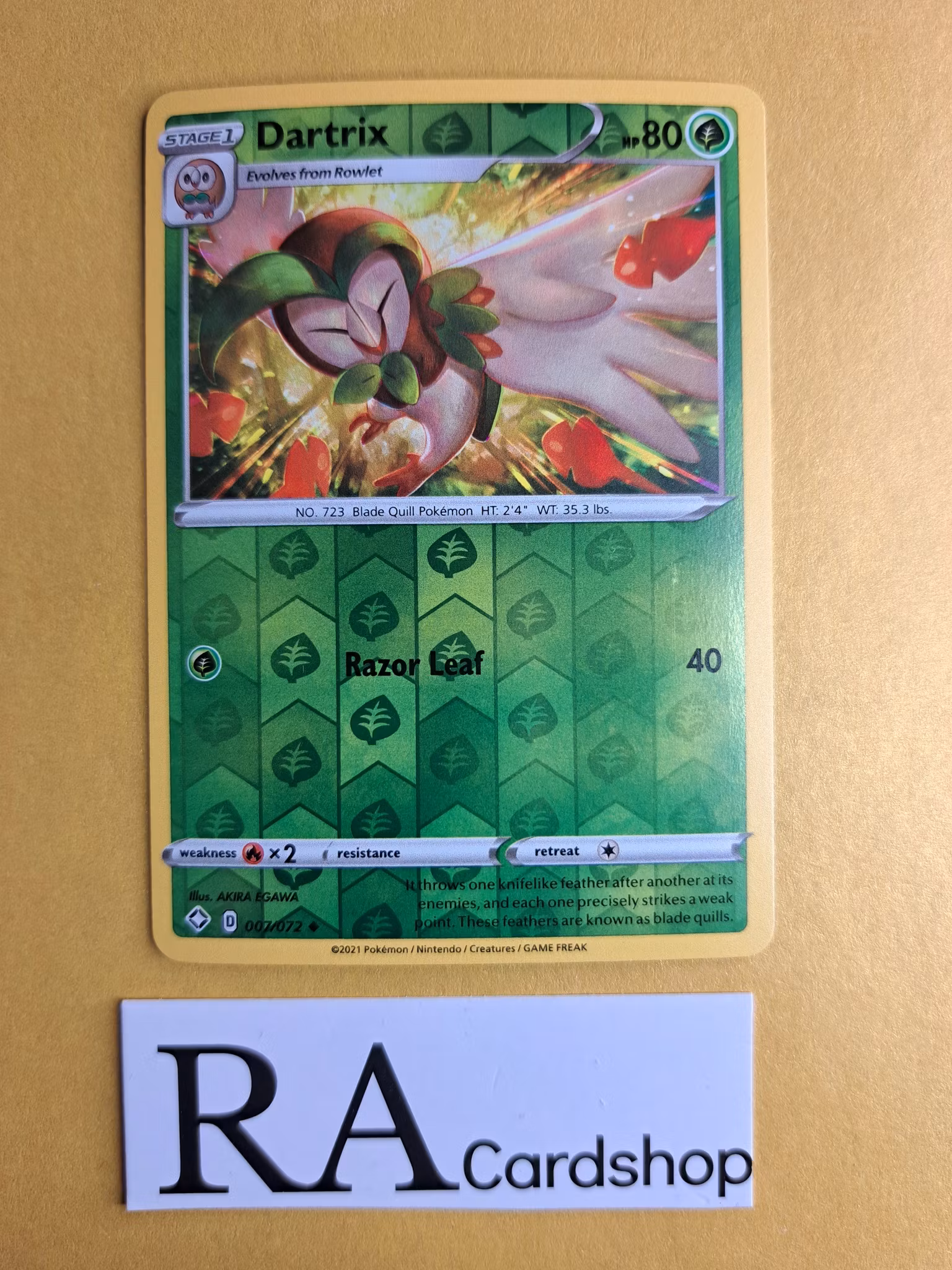 Dartrix Reverse Holo Uncommon 007/072 Shining Fates Pokemon