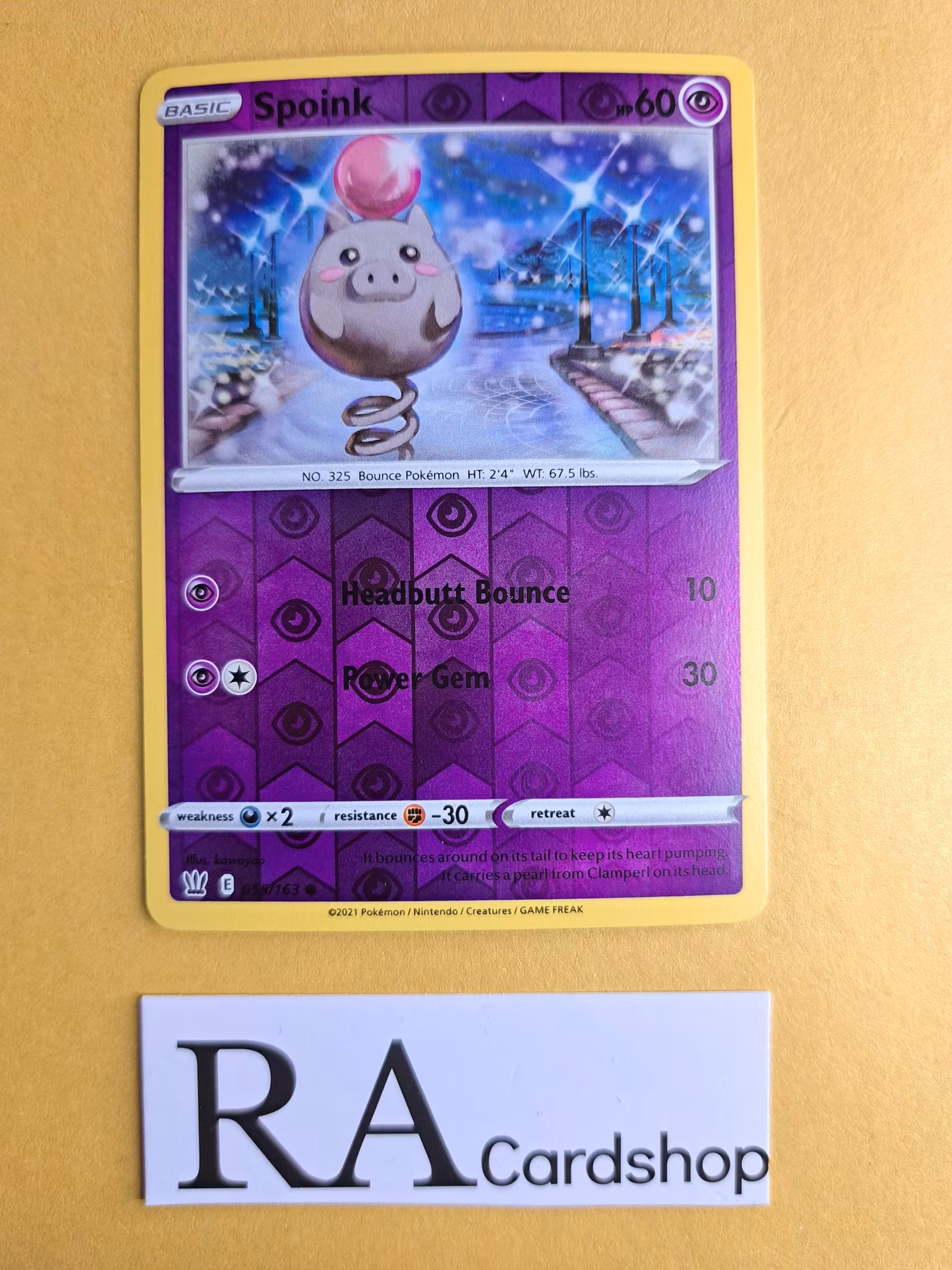 Spoink Reverse Holo Common 055/163 Battle Styles Pokemon