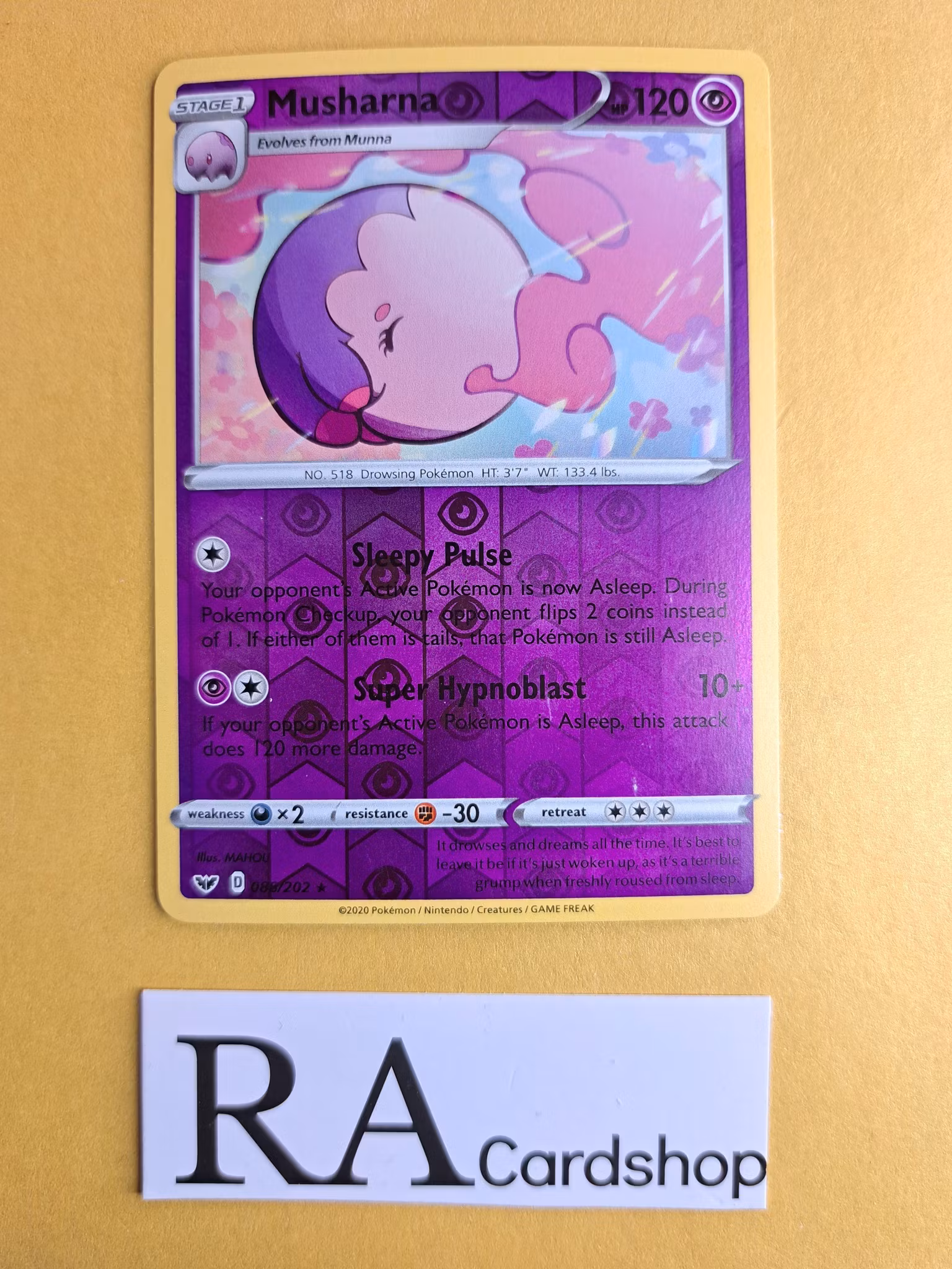 Musharna Reverse Holo Rare 088/202 Sword & Shield Pokemon