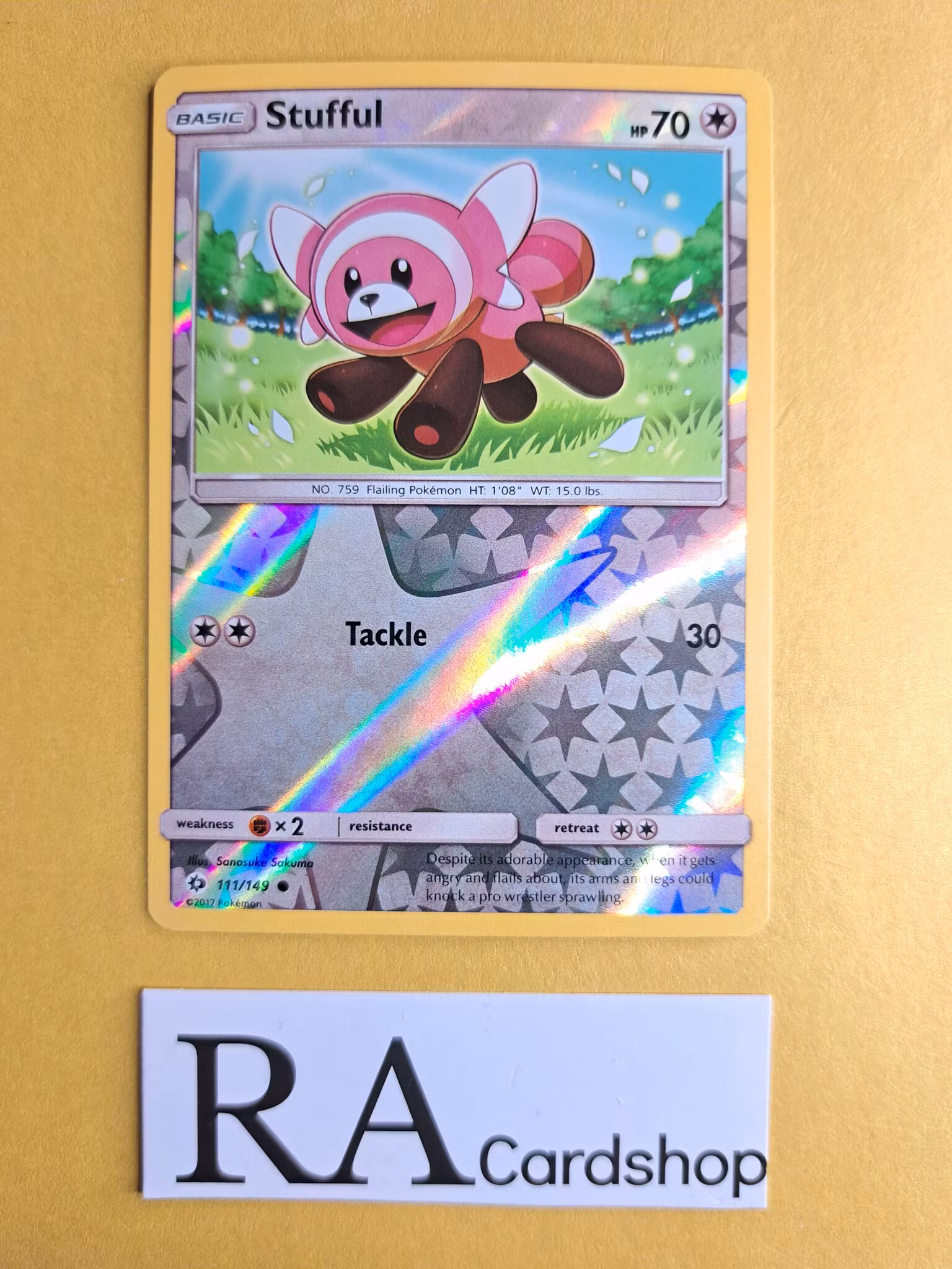 Stufful Reverse Holo Common 111/149 Sun & Moon Pokemon
