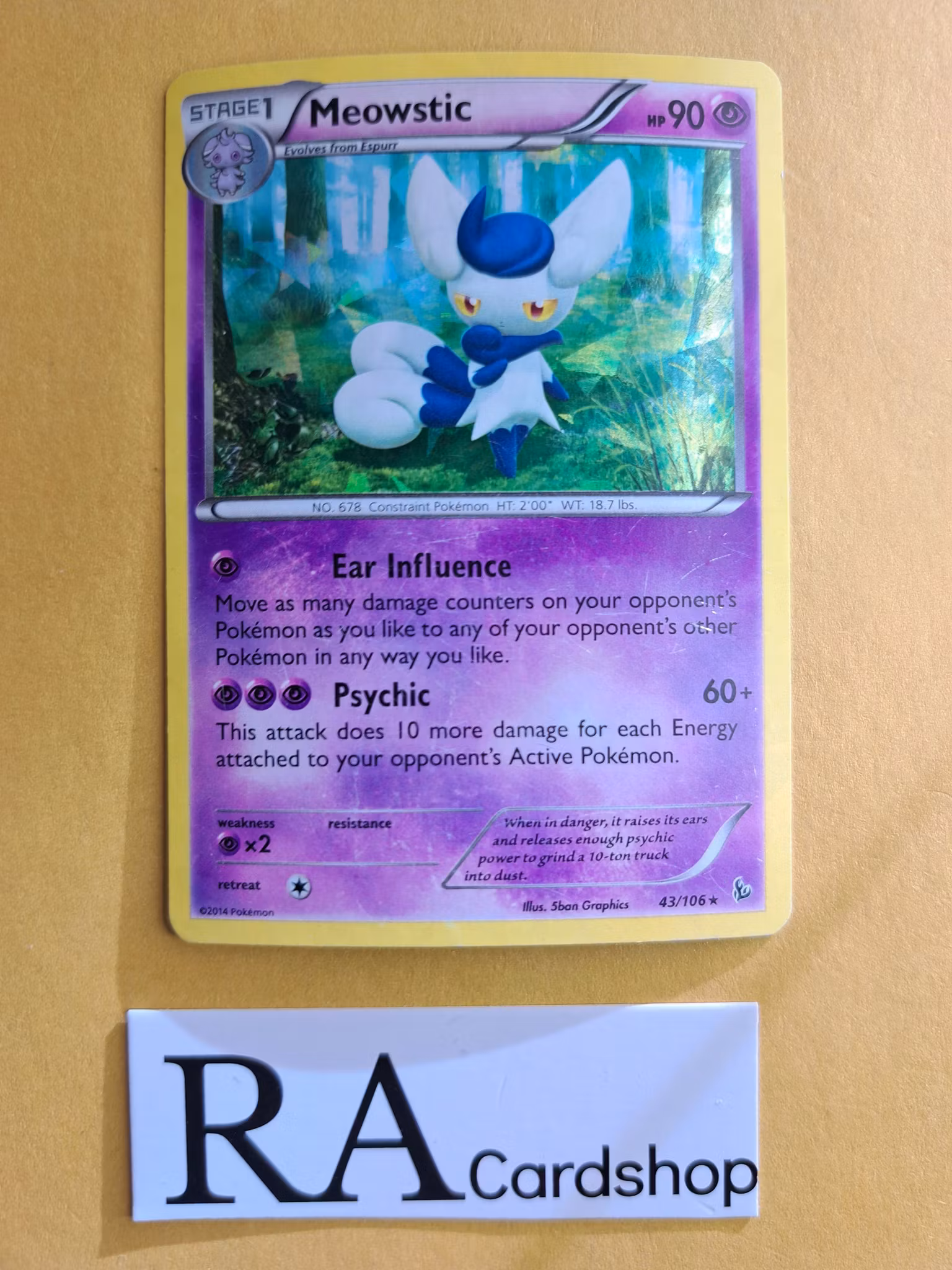 Meowstic Cracked Ice Holo Rare 43/106 XY Flashfire Pokemon