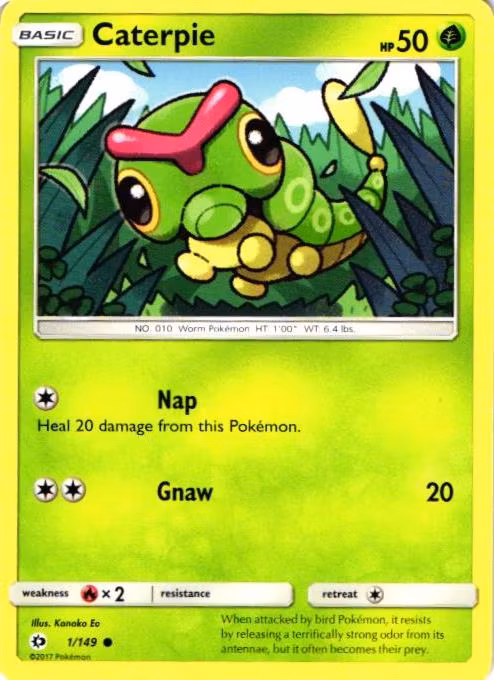 Caterpie Common 1/149 Sun & Moon Pokemon