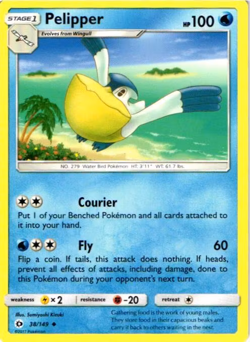 Pelipper Uncommon 38/149 Sun & Moon Pokemon
