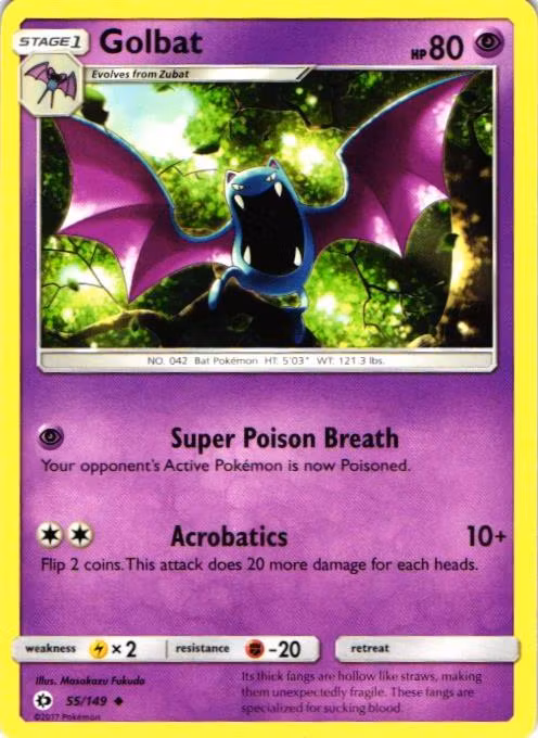 Golbat Uncommon 55/149 Sun & Moon Pokemon
