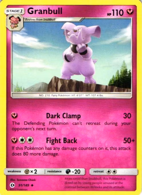 Granbull Uncommon 91/149 Sun & Moon Pokemon