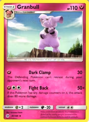 Granbull Uncommon 91/149 Sun & Moon Pokemon
