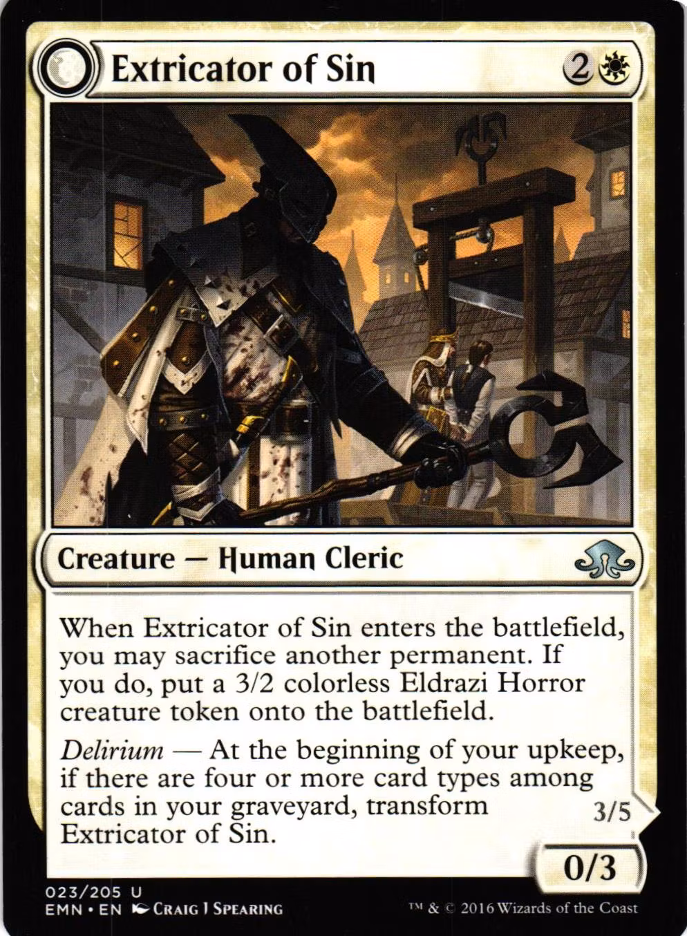 Extricator of Sin / Extricator of Flesh Uncommon 023/205 Eldritch Moon (EMN) Magic the Gathering