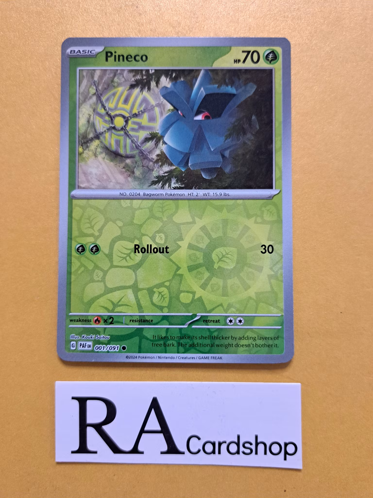 Pineco Reverse Holo Common 001/091 Paldean Fates Pokemon
