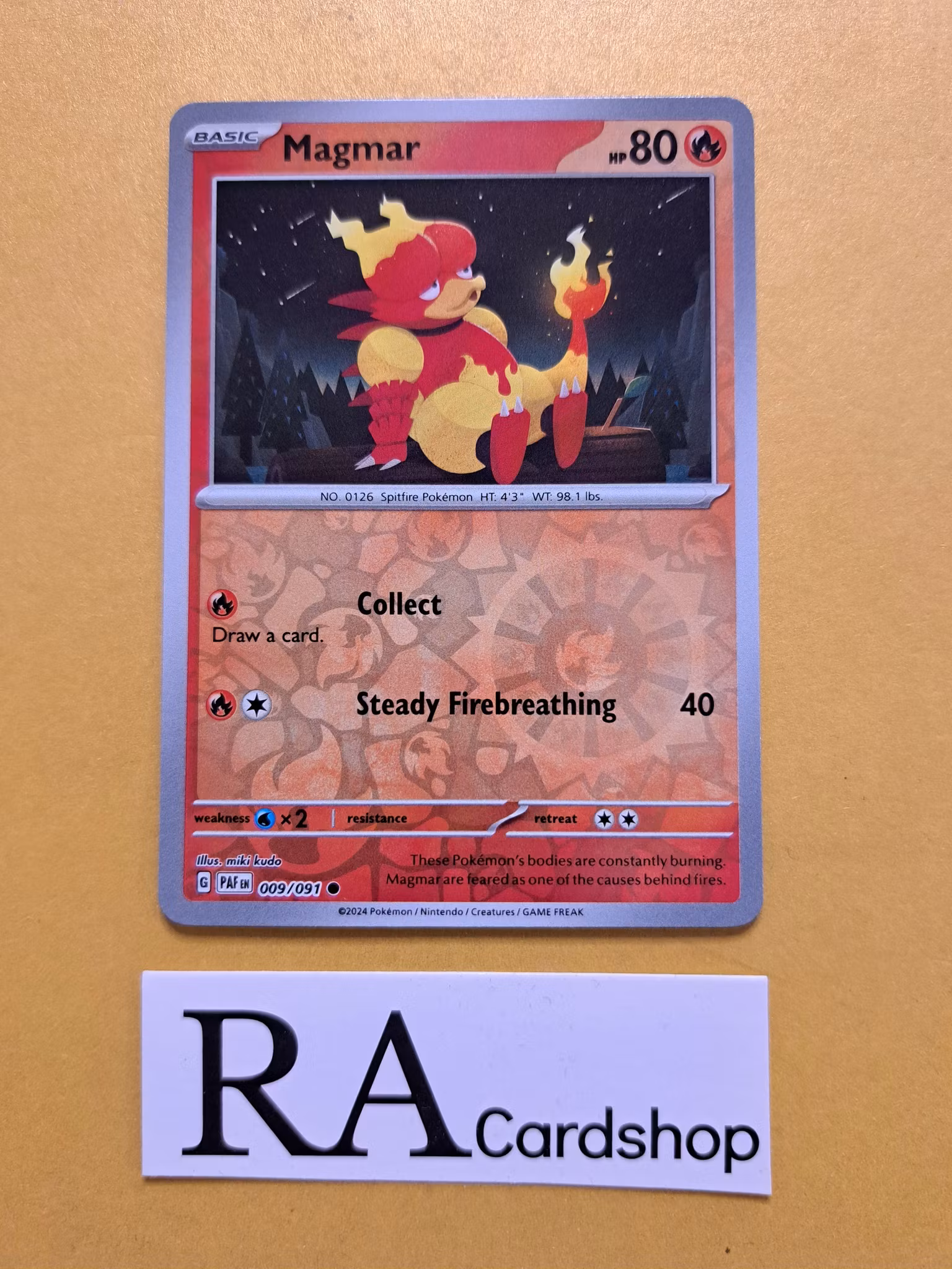Magmar Reverse Holo Common 009/091 Paldean Fates Pokemon