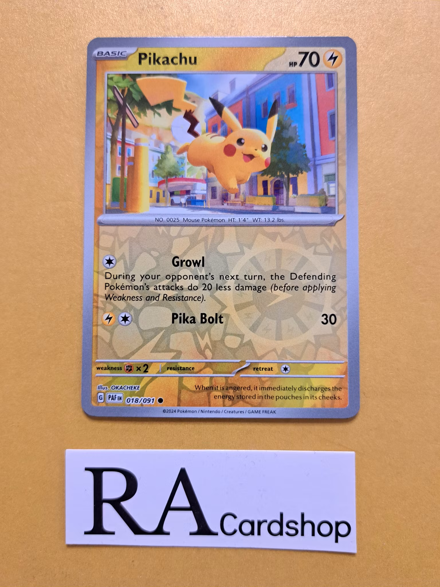 Pikachu Reverse Holo Common 018/091 Paldean Fates Pokemon