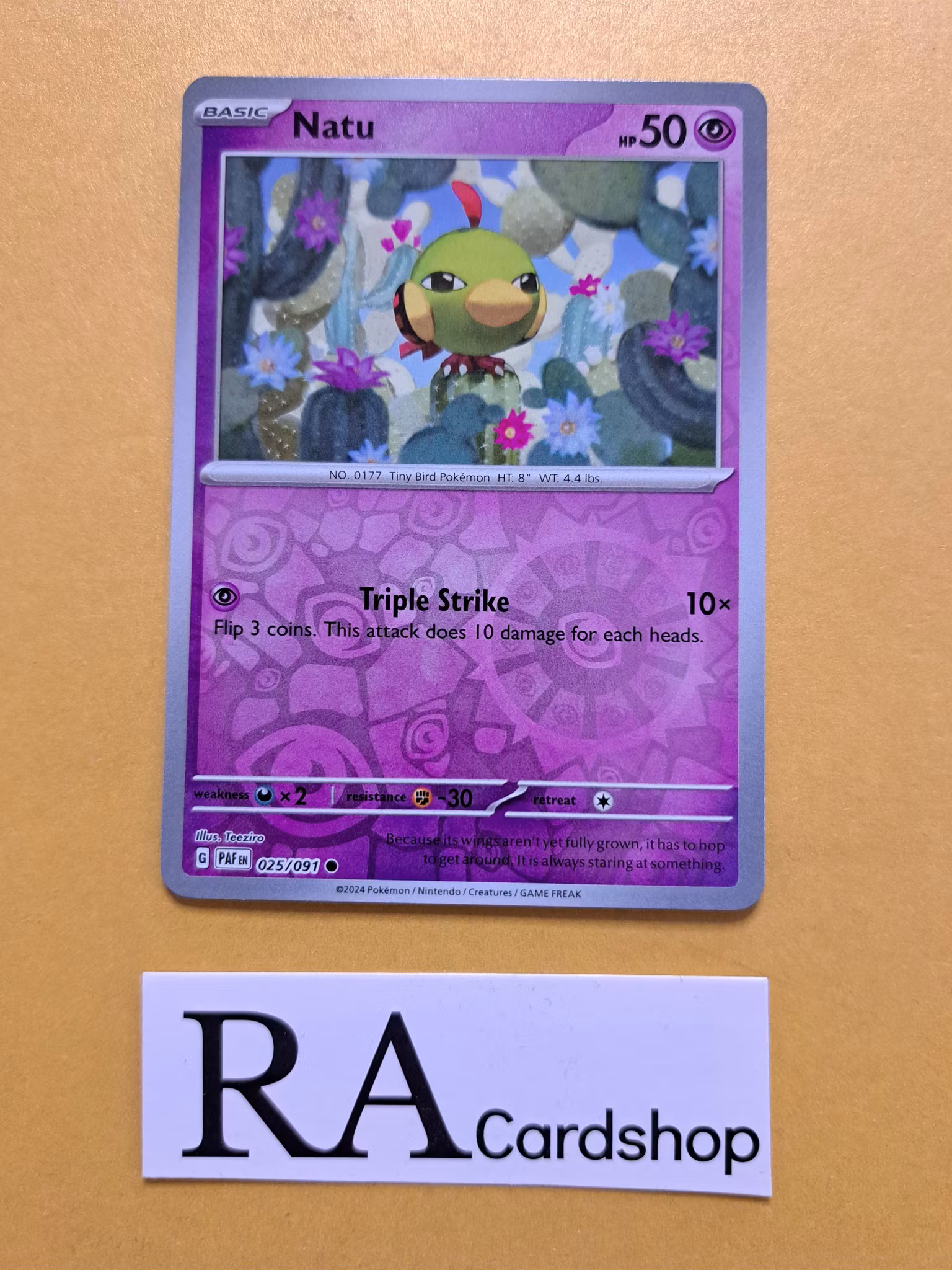 Natu Reverse Holo Common 025/091 Paldean Fates Pokemon