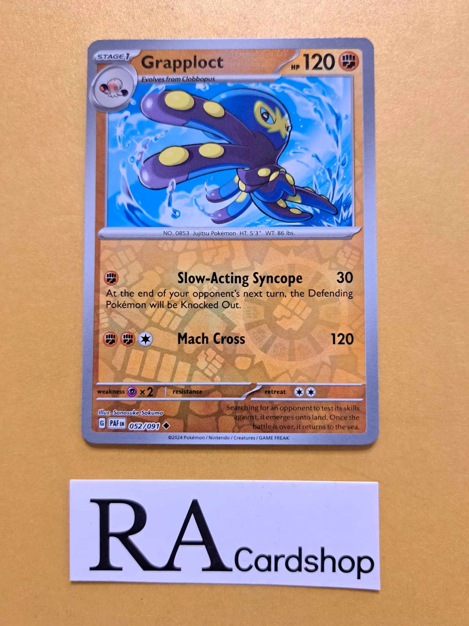 Grapploct Reverse Holo Uncommon 052/091 Paldean Fates Pokemon