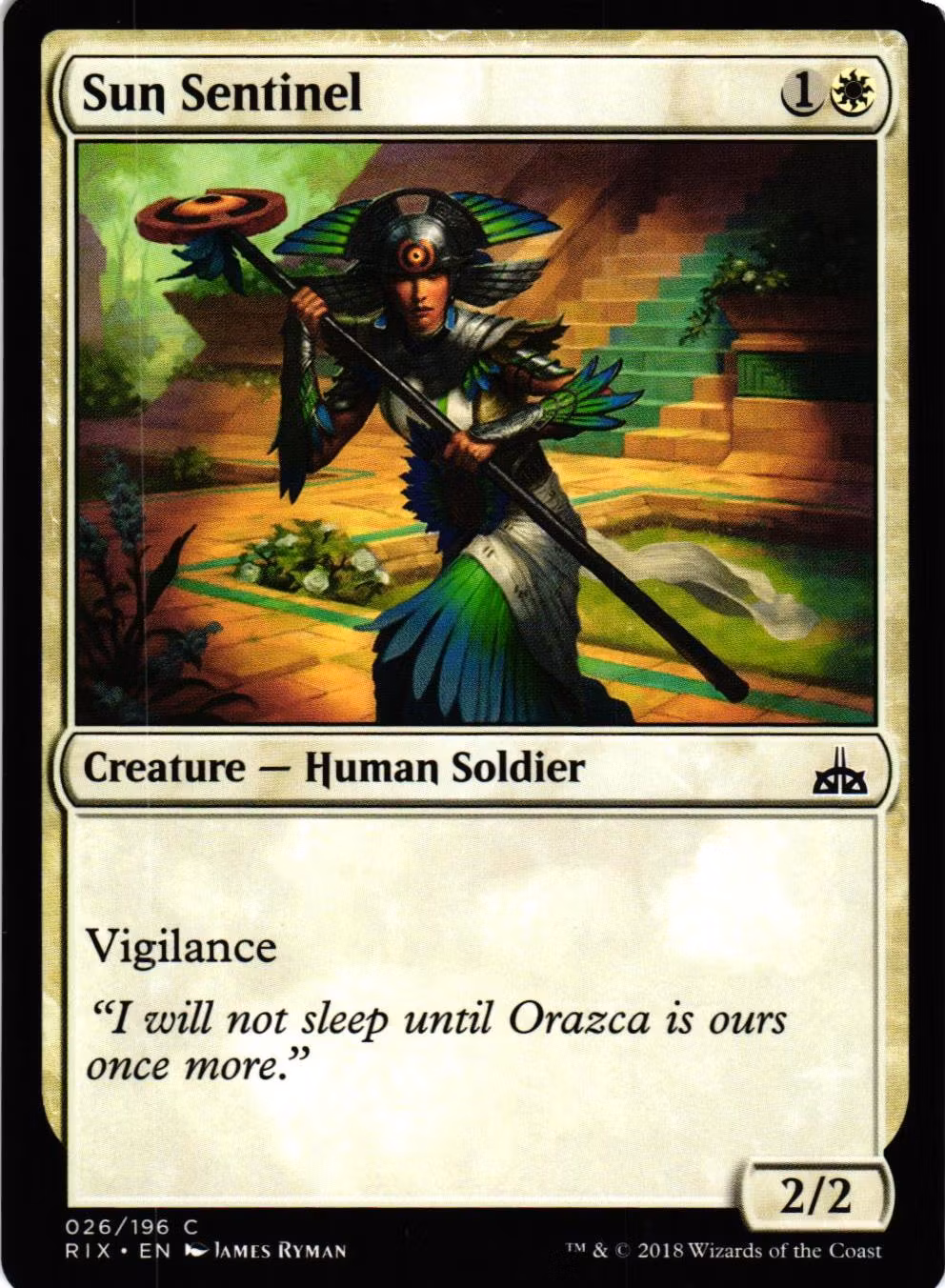 Sun Sentinel Common 026/196 Rivals of Ixalan (RIX) Magic the Gathering