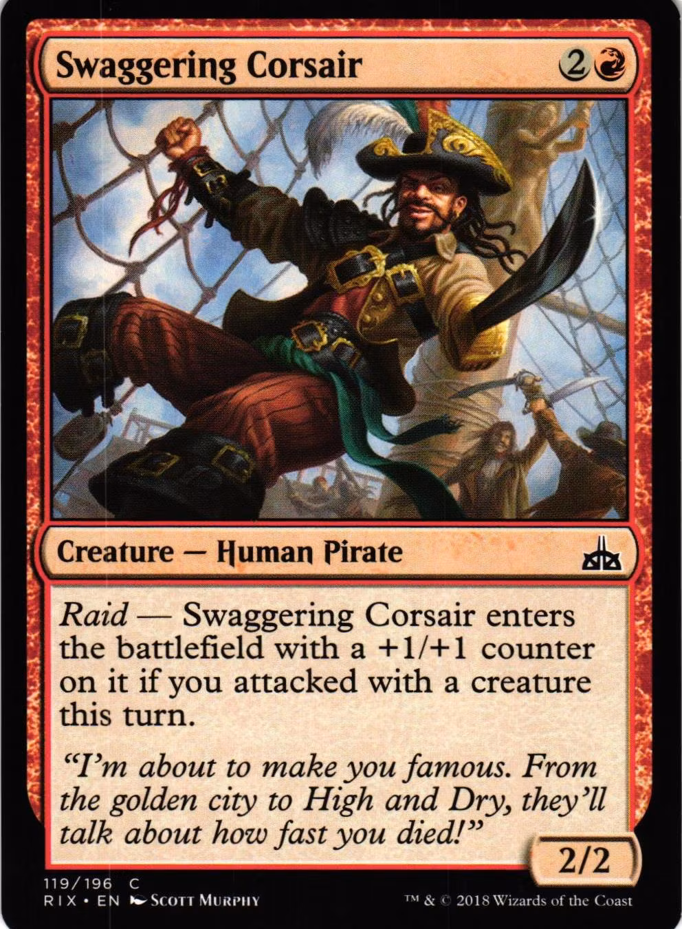 Swaggering Corsair Common 119/196 Rivals of Ixalan (RIX) Magic the Gathering